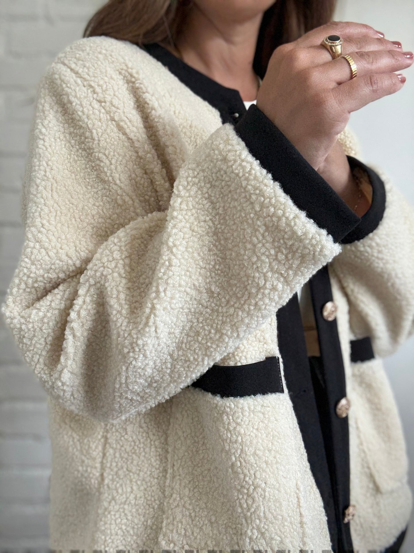 Teddy Boucle Ivory Coat- Size L/XL