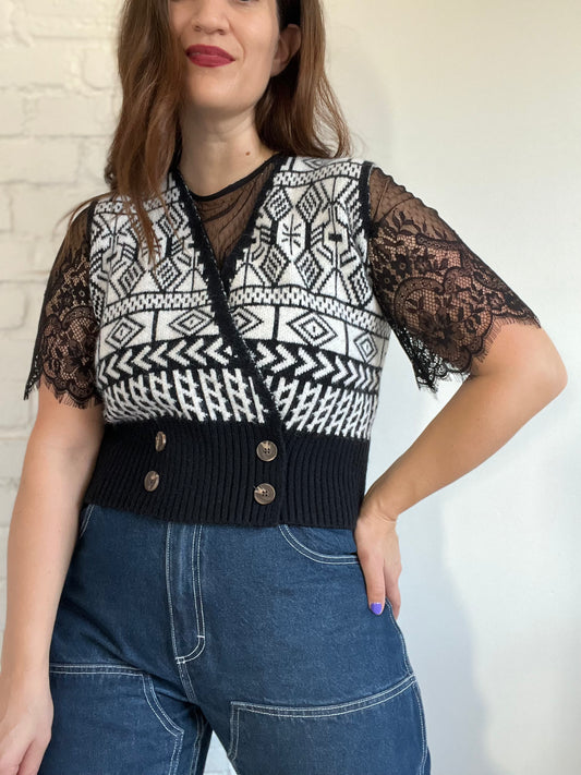 Cropped Sweater Vest - Size M