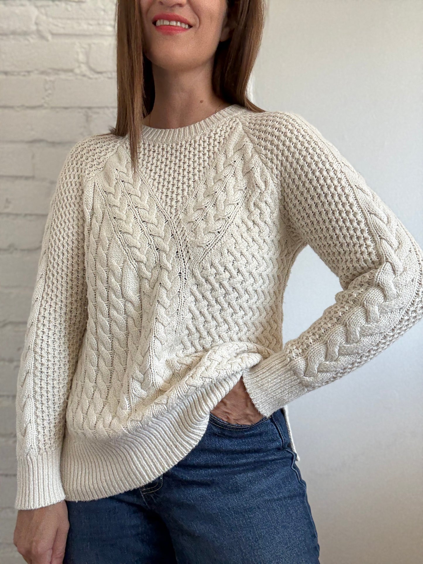 Cable Knit Tunic Sweater - Size S