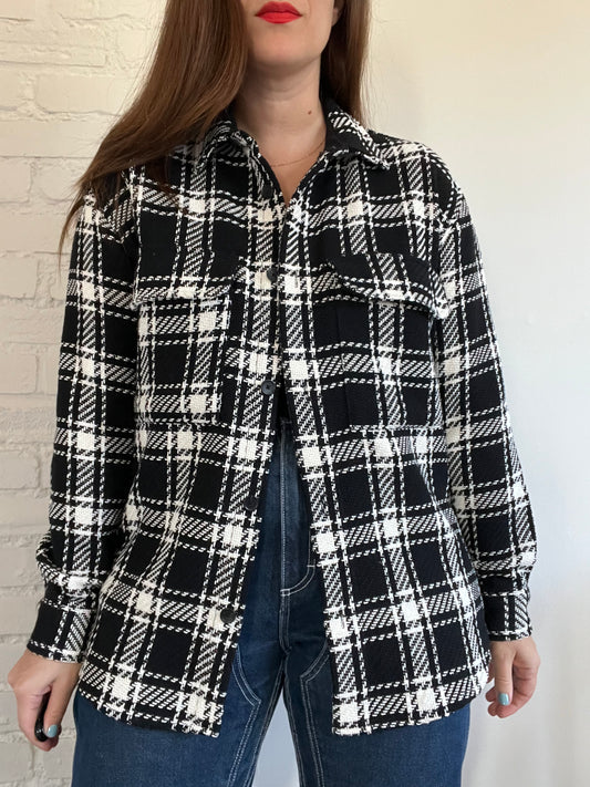 B&W Checkered Shirt Jacket - XL