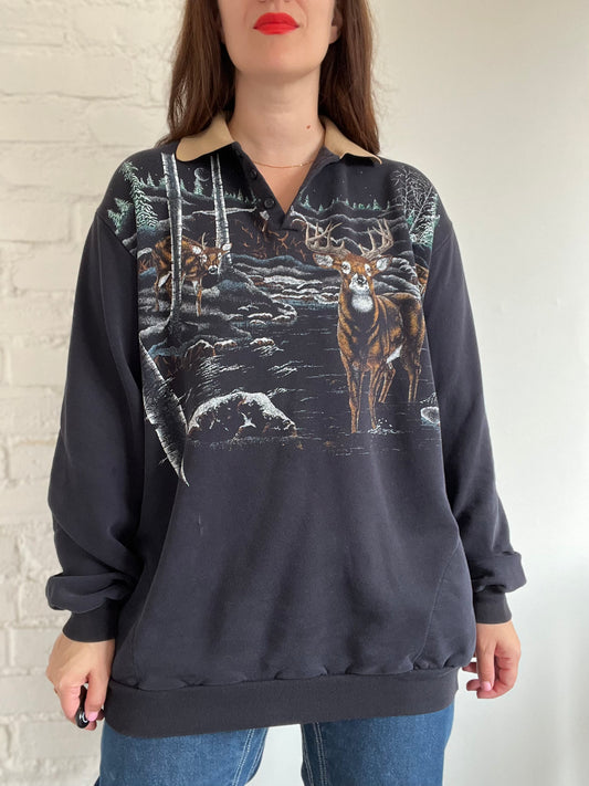 Long Forest Deer Sweater - XXL