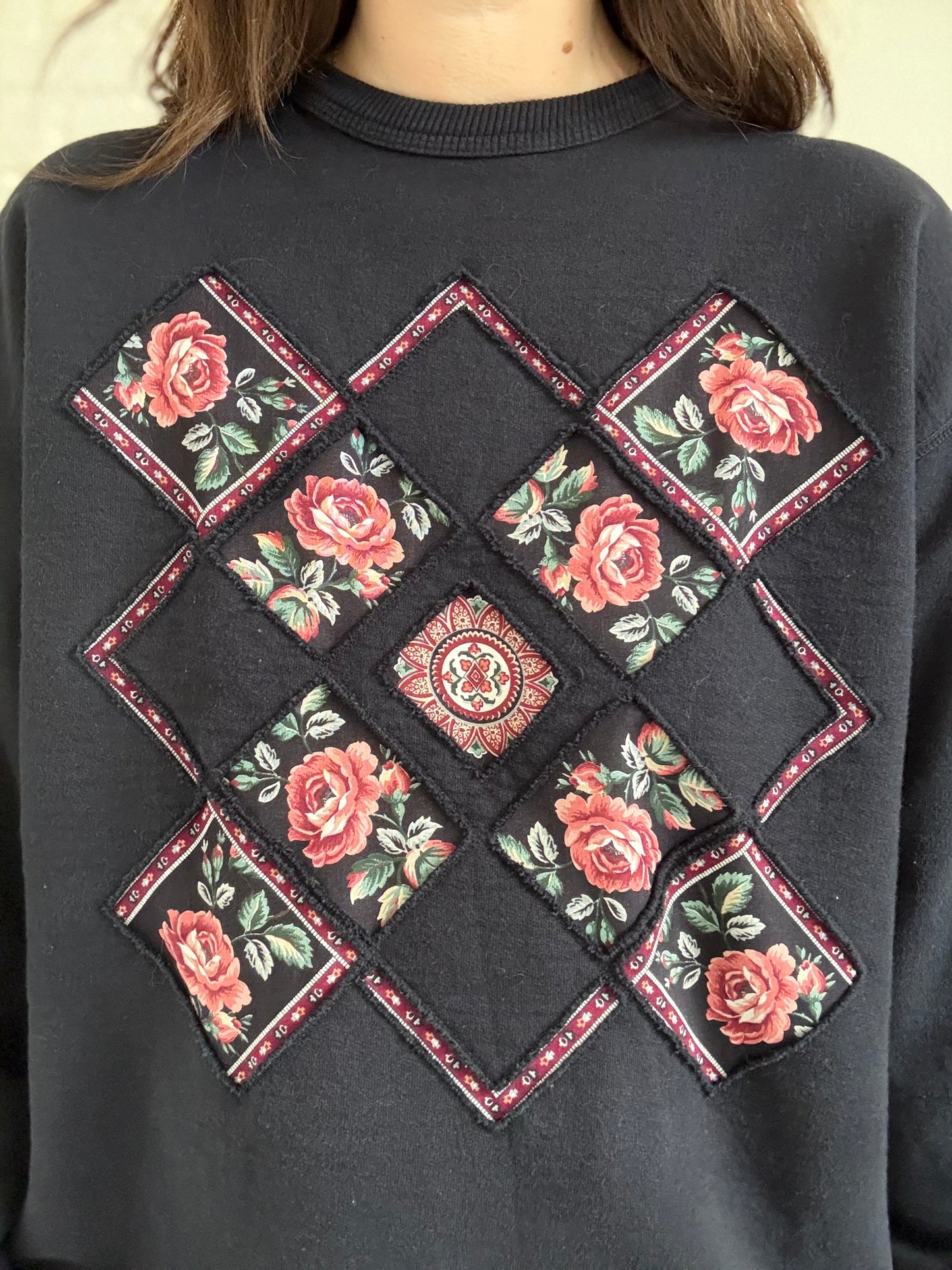 Quilted Floral Crewneck - Sz. XL