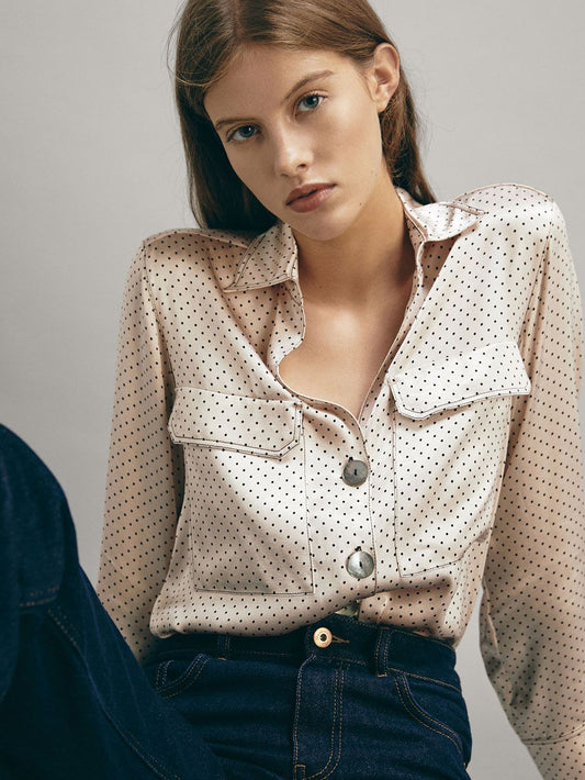 Satin Polka Dot Shirt - Size 2