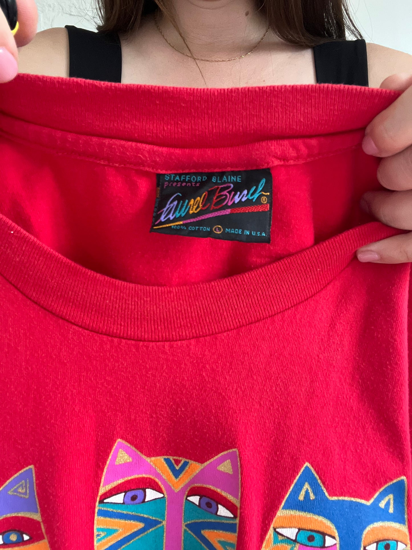 90s Laurel Burch Cat Lovers T-Shirt - Size L