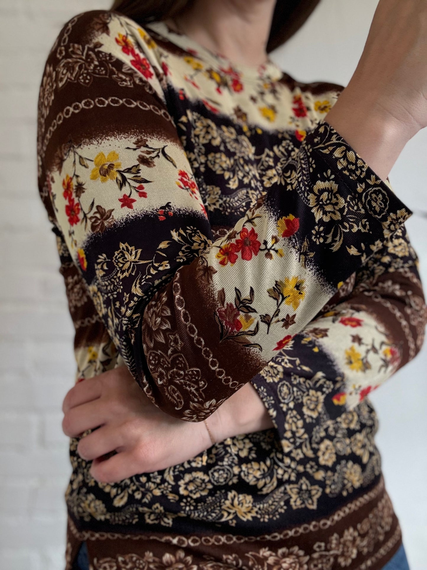 Chocolate Floral Top - Size M/L