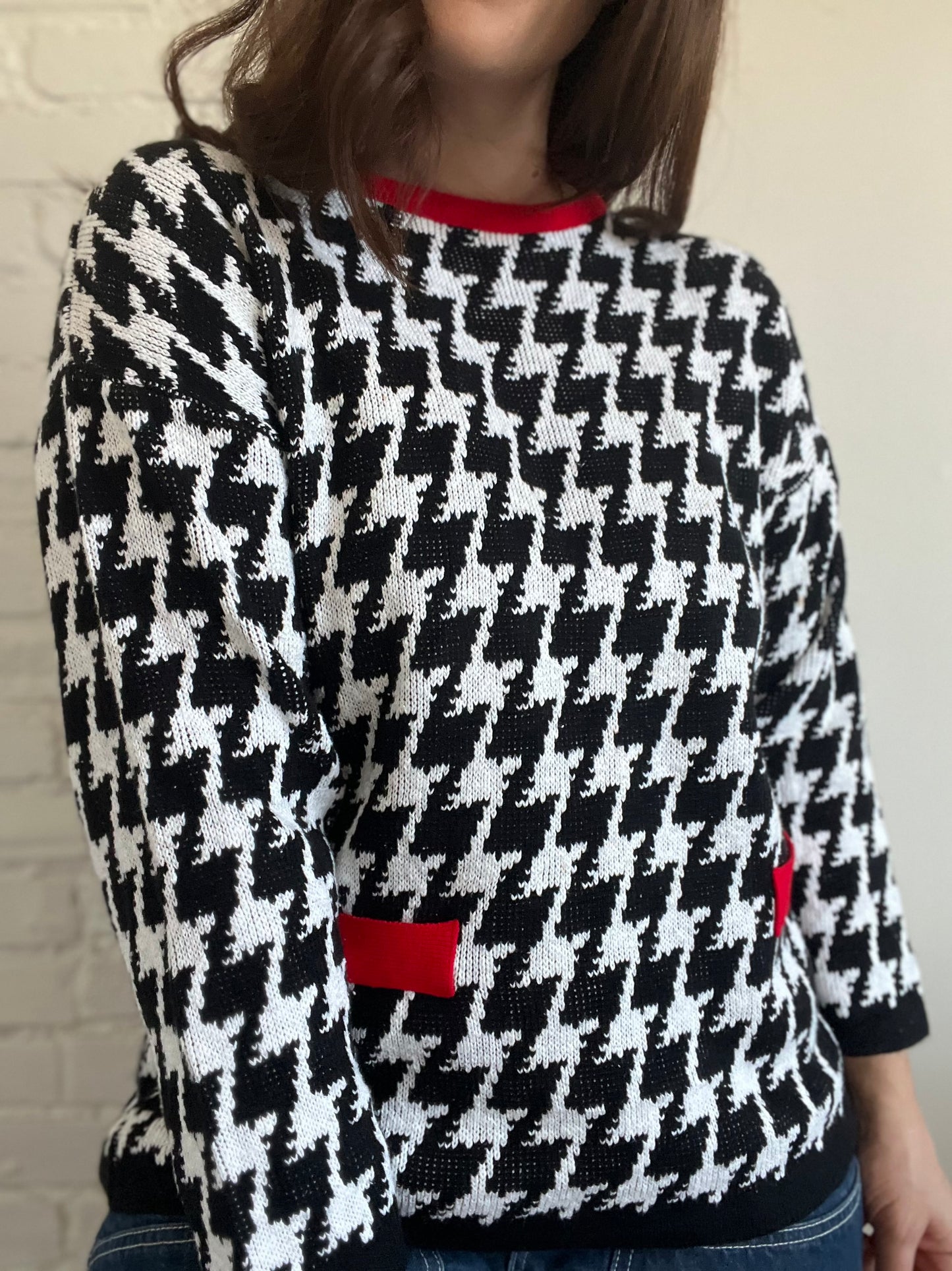 Vintage Houndstooth Sweater - L