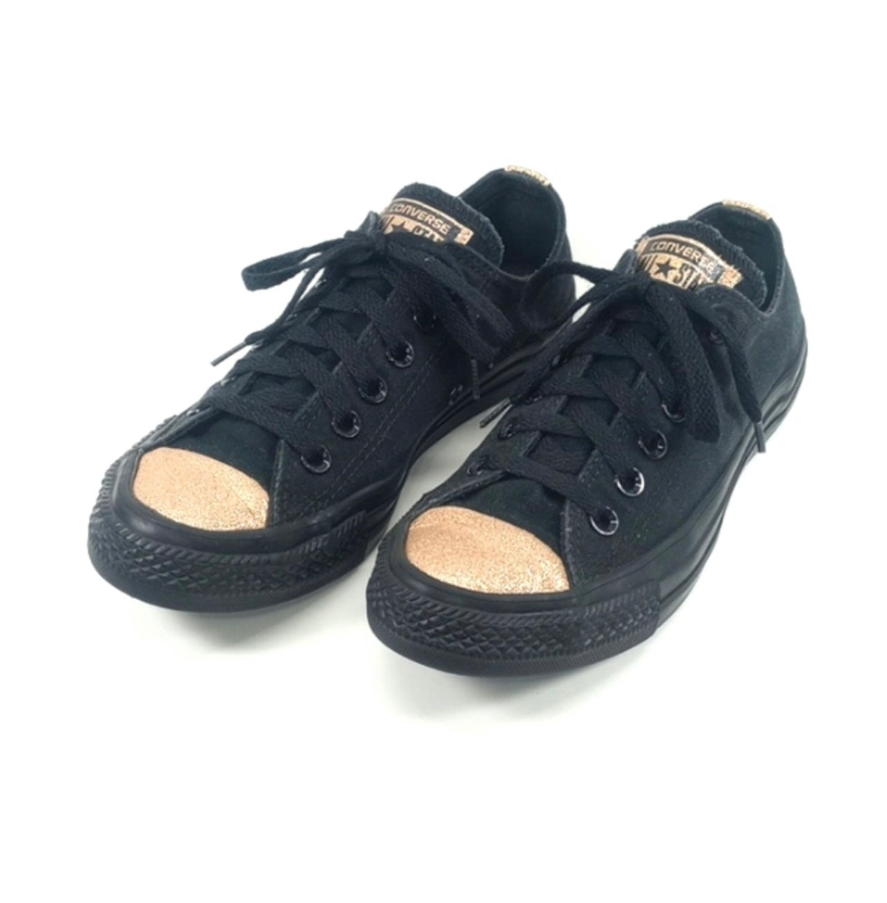 Black & Gold Chuck Taylor Converse Shoes - 10