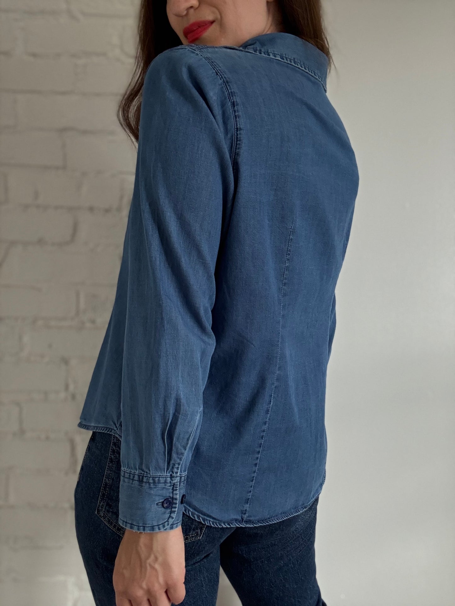 Chambray Cotton Denim Shirt - Size L