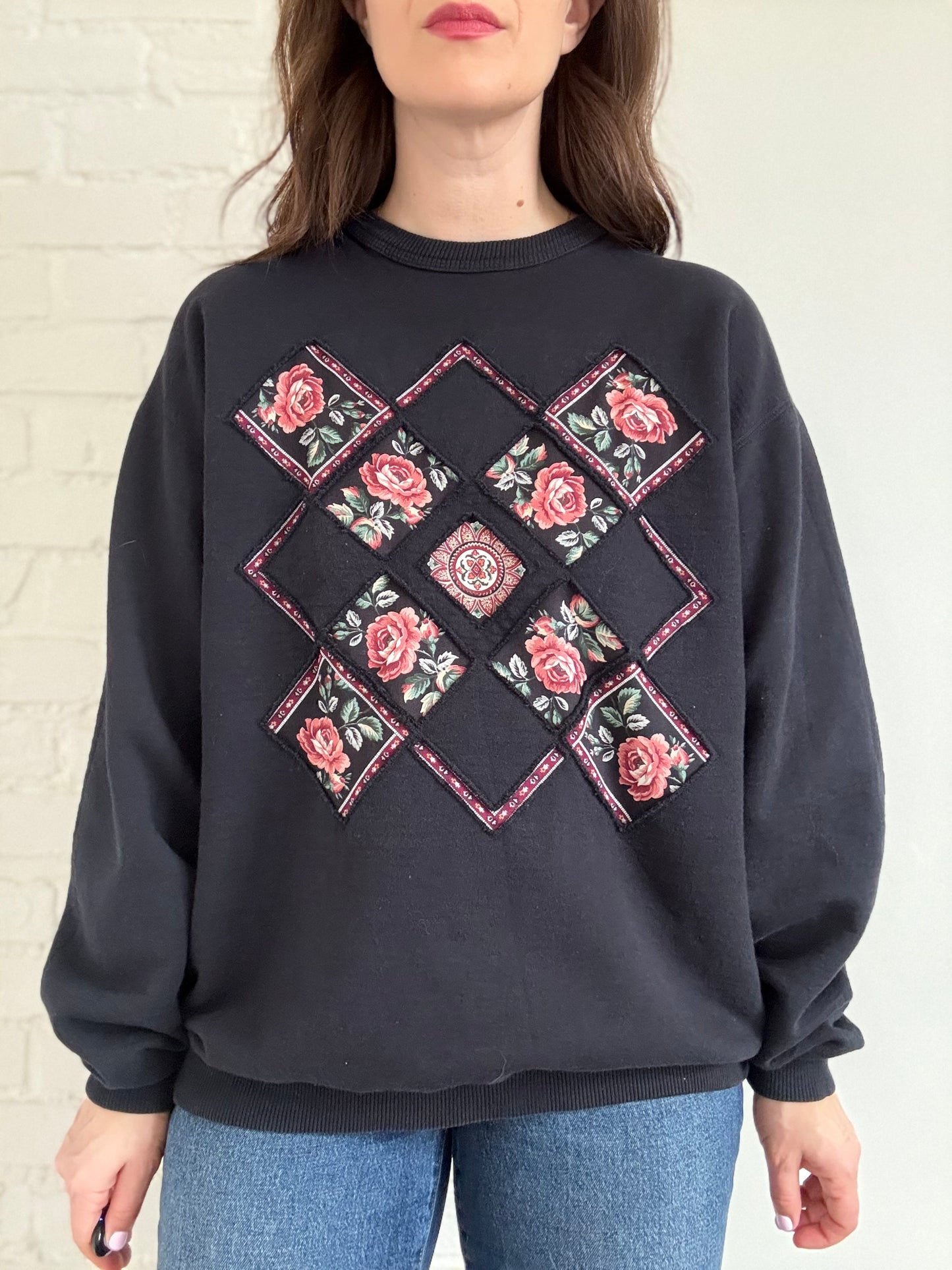 Quilted Floral Crewneck - Sz. XL