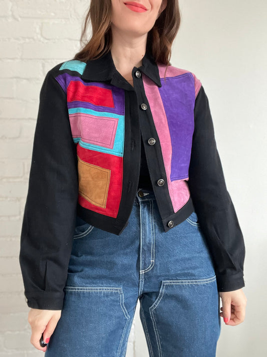 Denim & Suede Patchwork Jacket - M/L