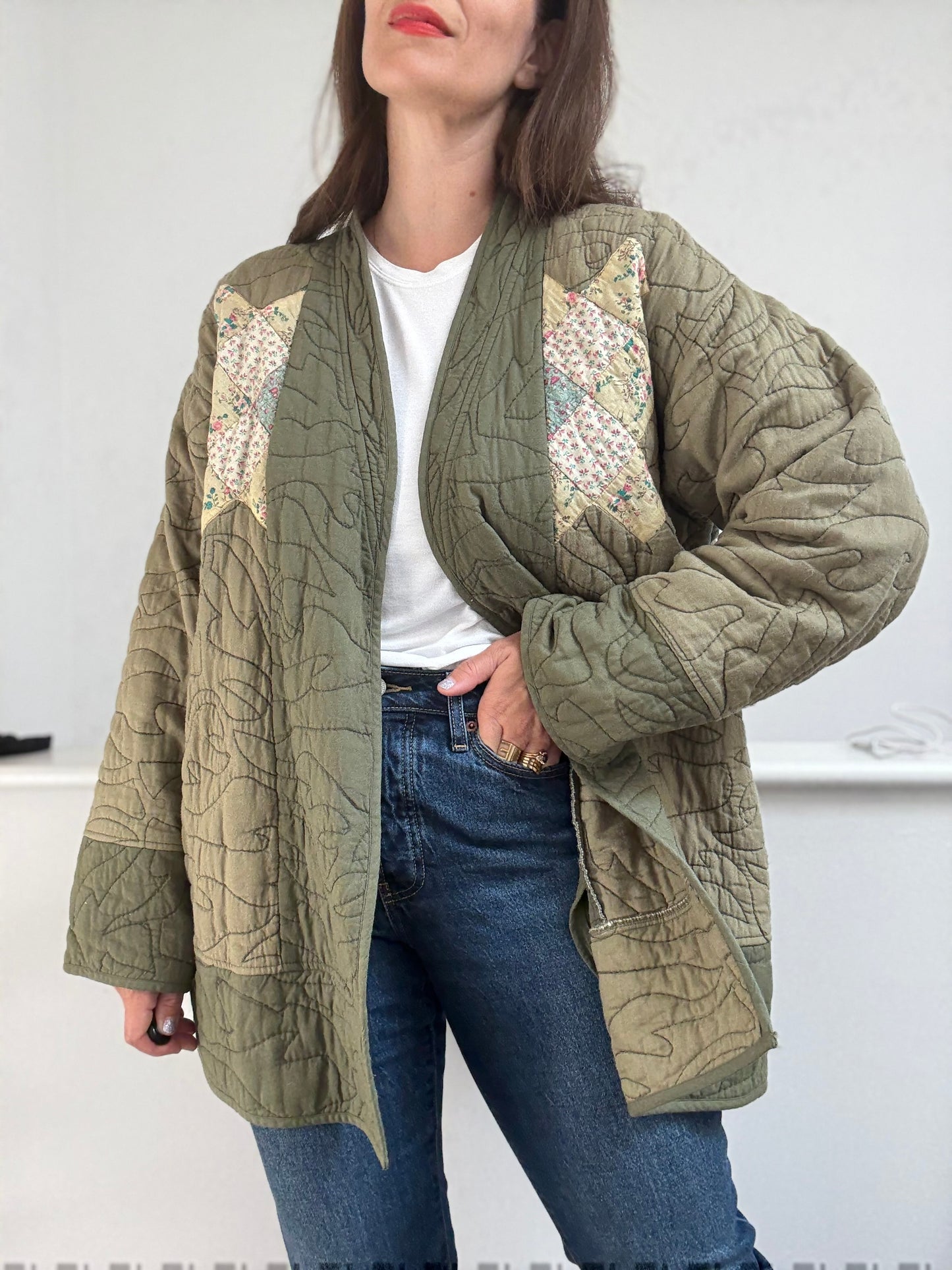 Anthro Quilted Patchwork Jacket - Size XL