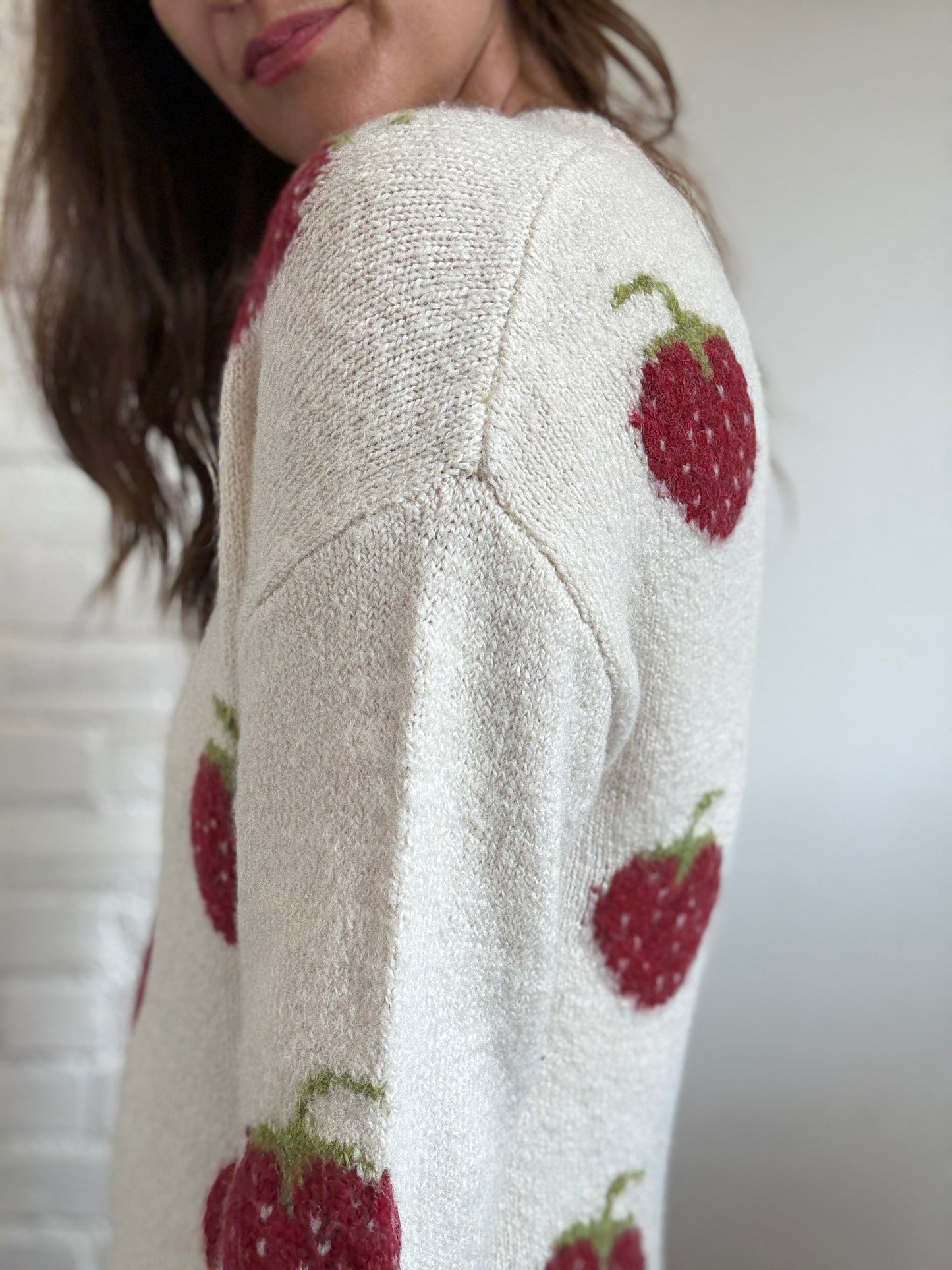 Strawberry Fluffy Sweater - Size M