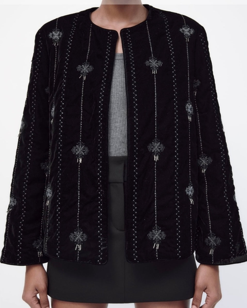 Zara Embroidered Velvet Jacket - S (oversized)