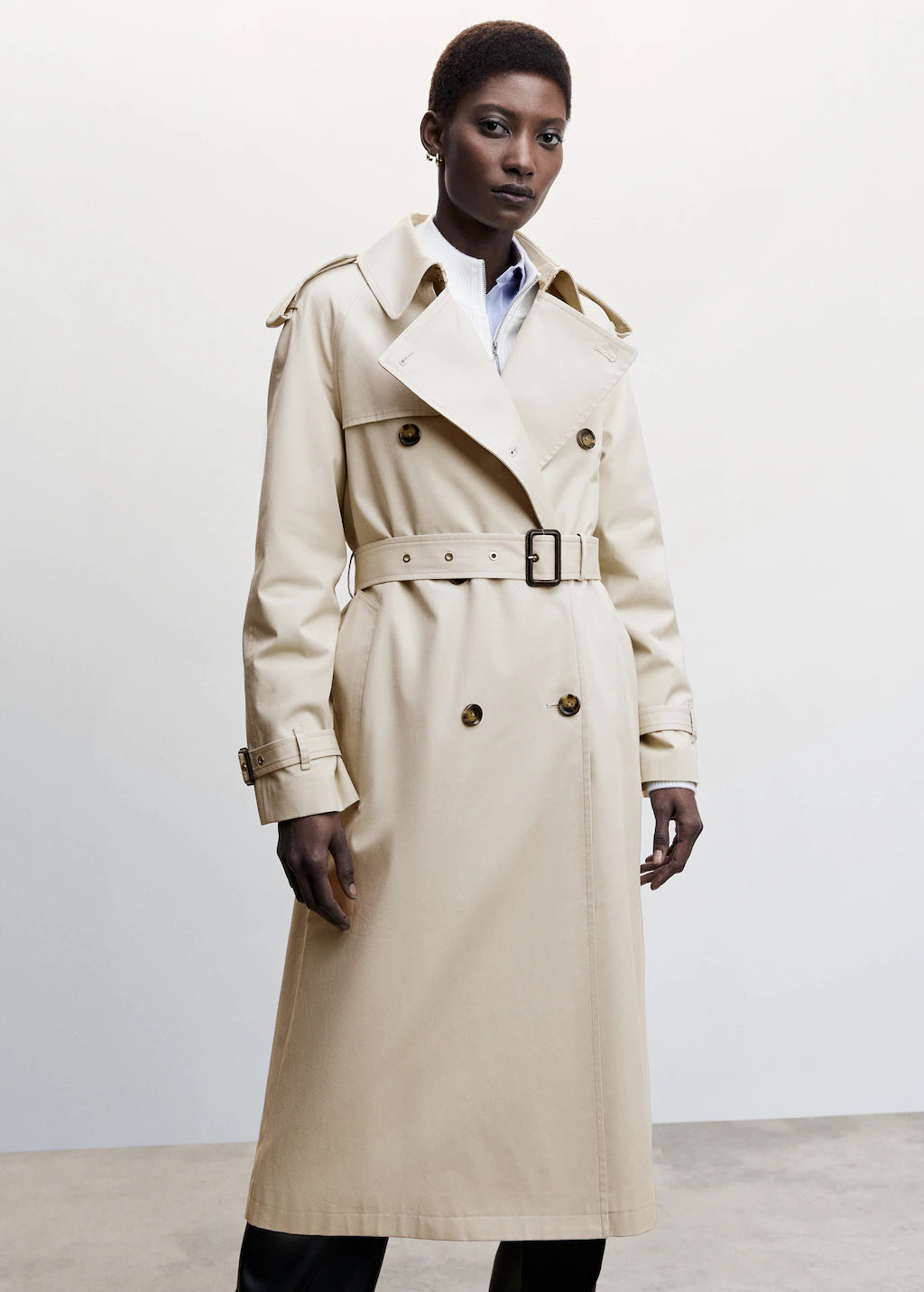 MANGO Trench Coat with Belt - Size M