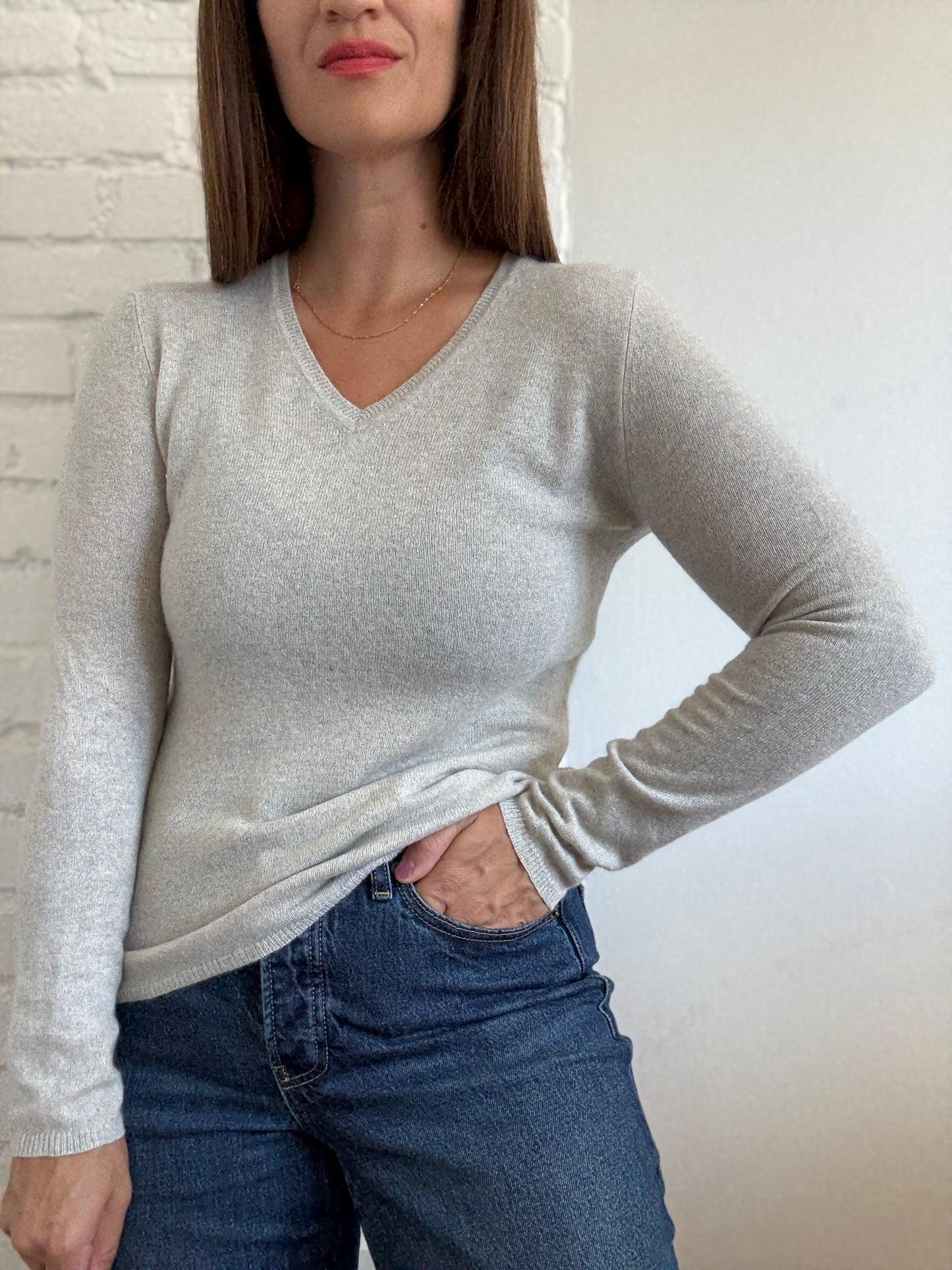 Cashmere V-Neck Sweater - Size XS/S