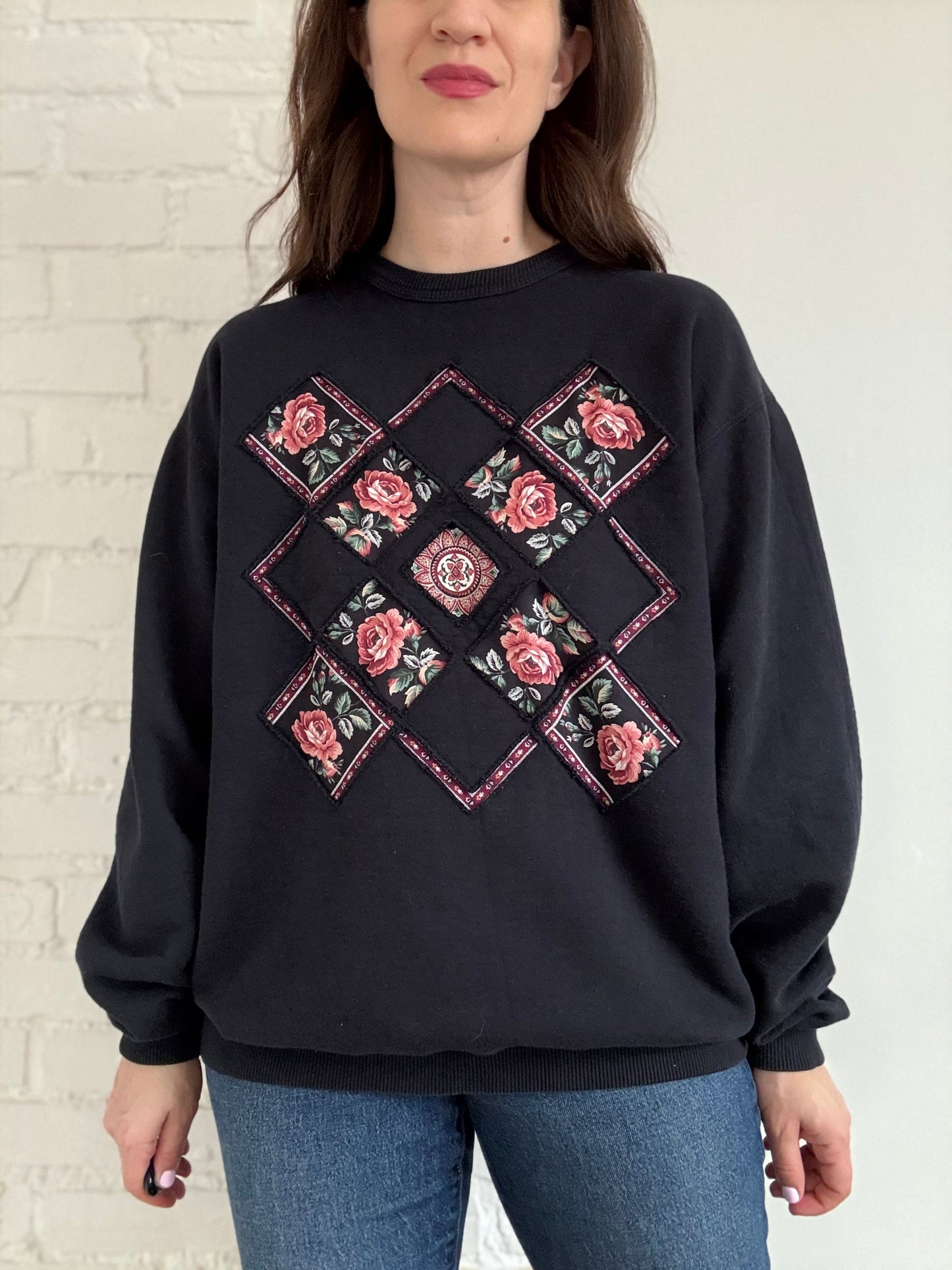 Quilted Floral Crewneck - Sz. XL