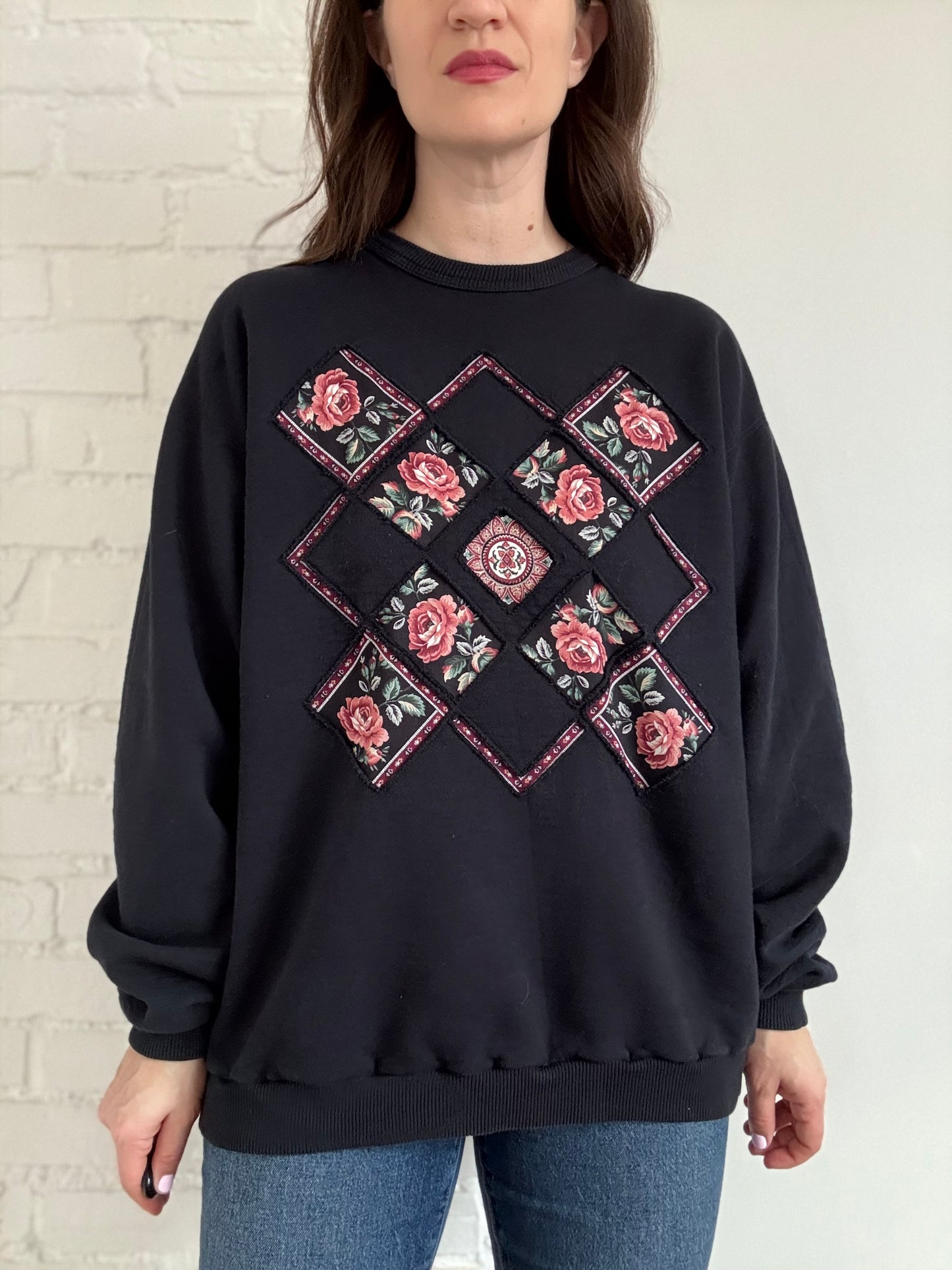 Quilted Floral Crewneck - Sz. XL