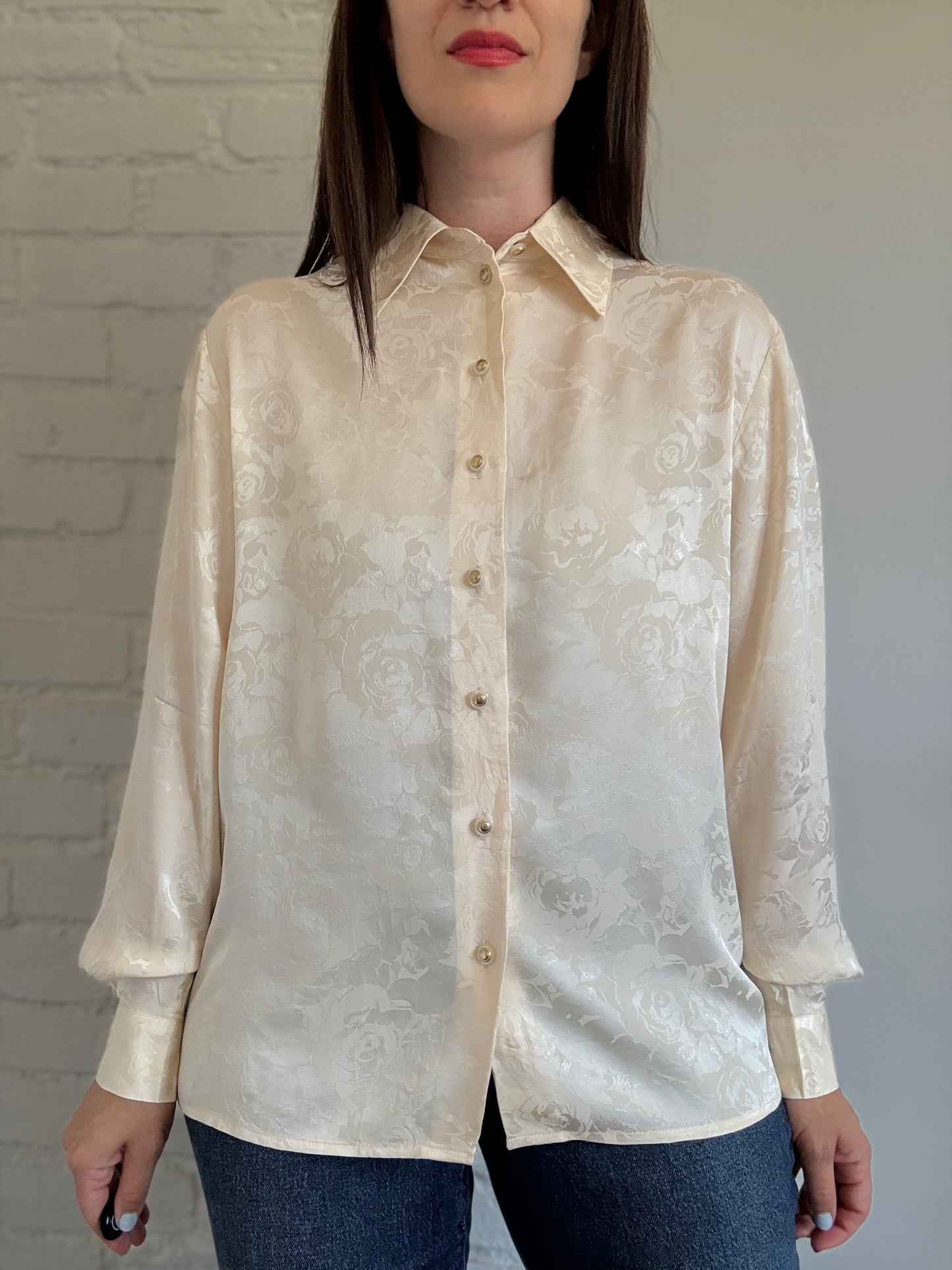 100% Silk Brocade Shirt - Size L/XL