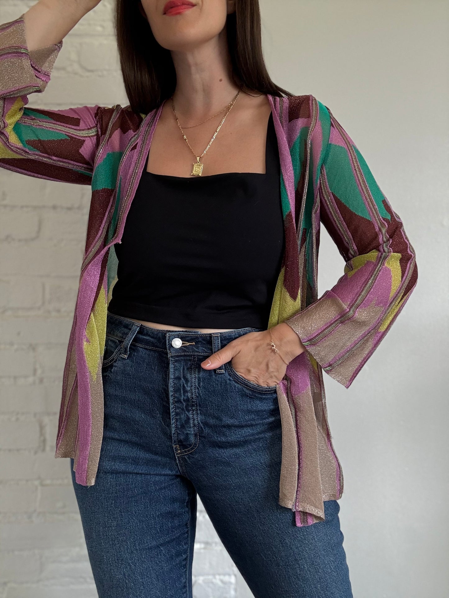 Metallic Abstract Cardigan - Size M/L