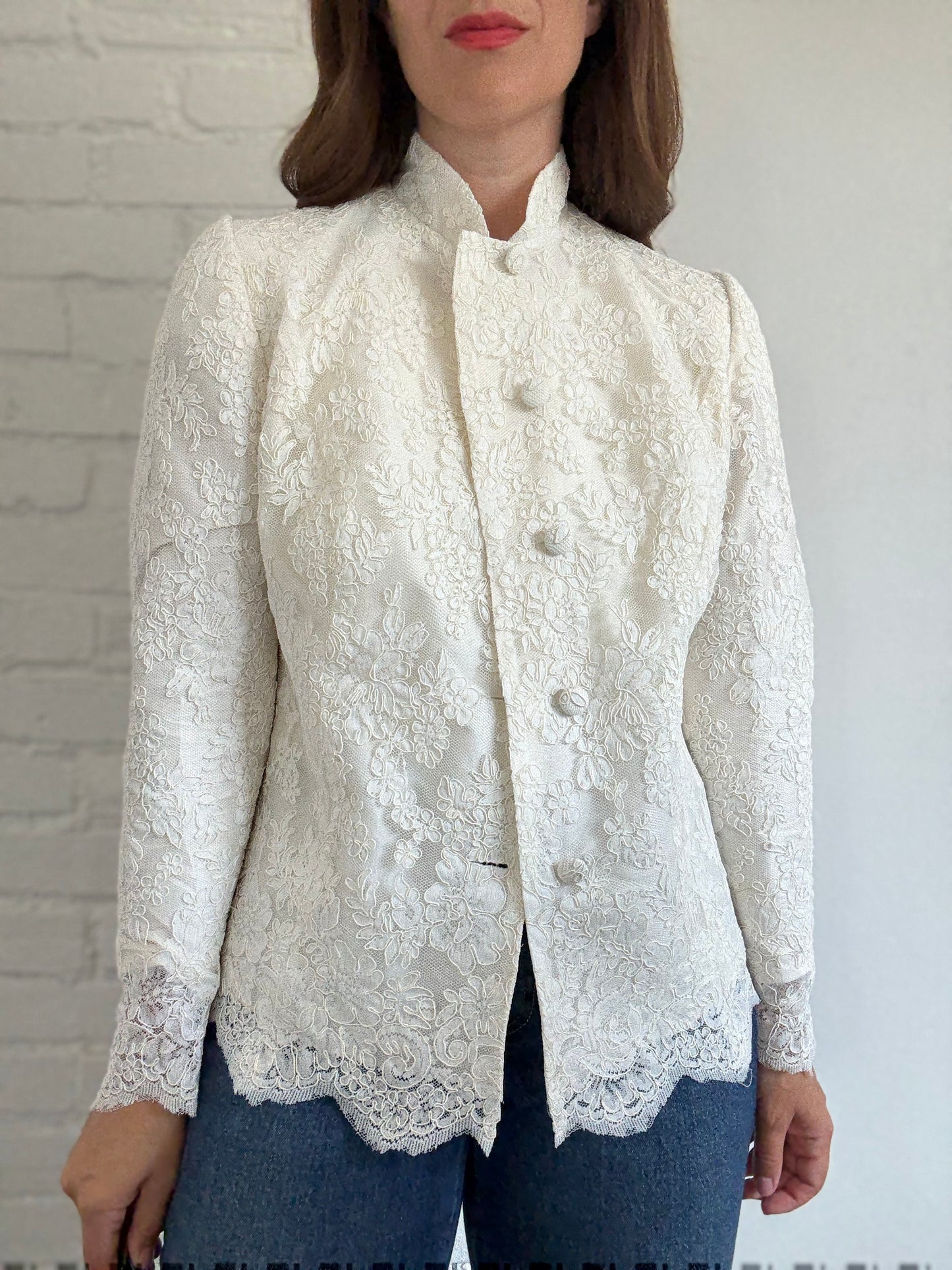 White Scalloped Lace Jacket - Size S/M