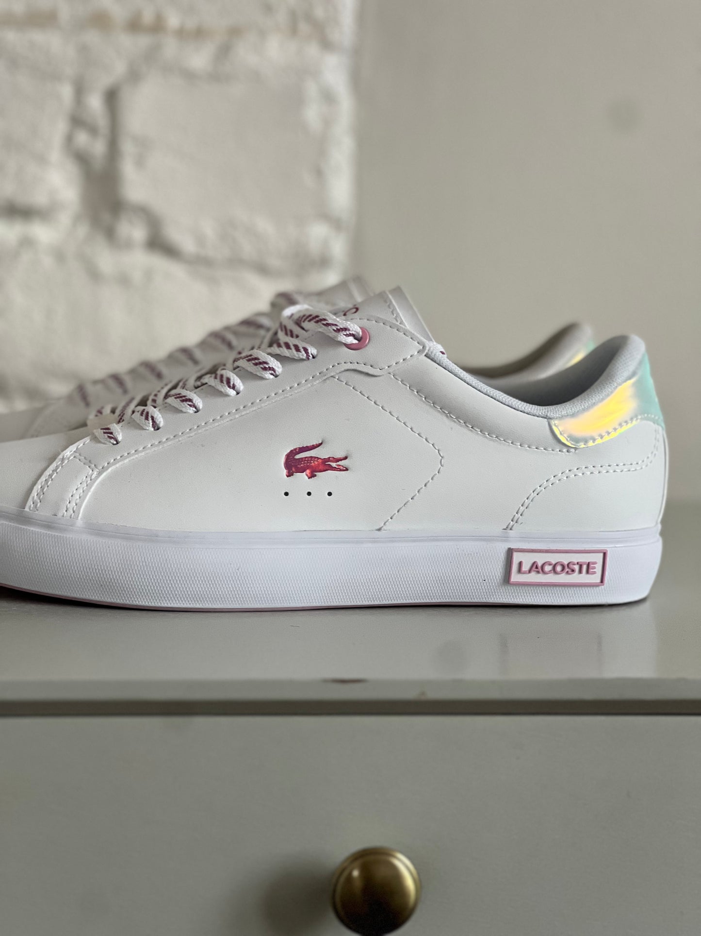 Lacoste Powercourt Leather Trainers - Size 8 Womens