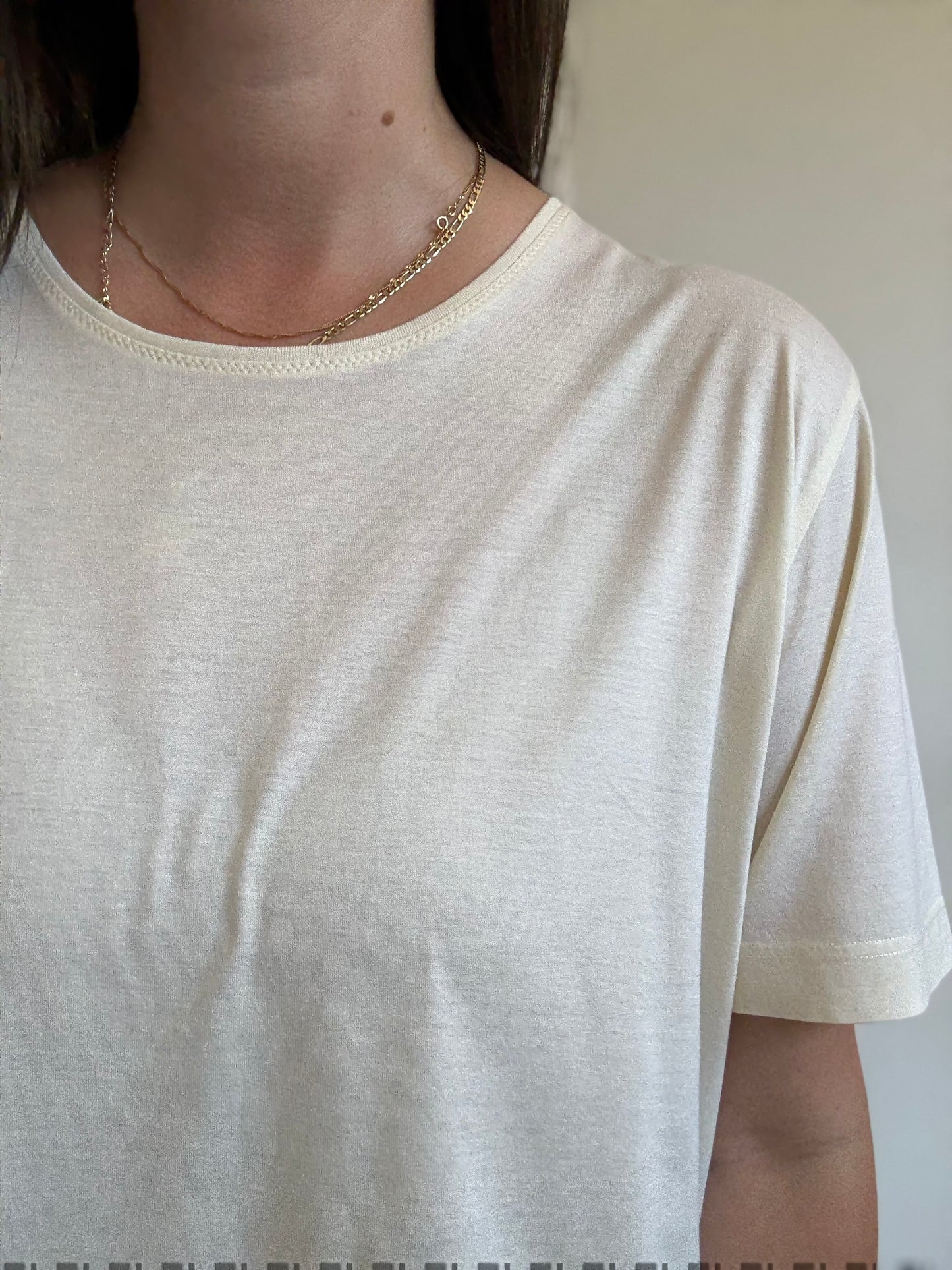Italian Cotton Plain Ivory Tee - Size XL