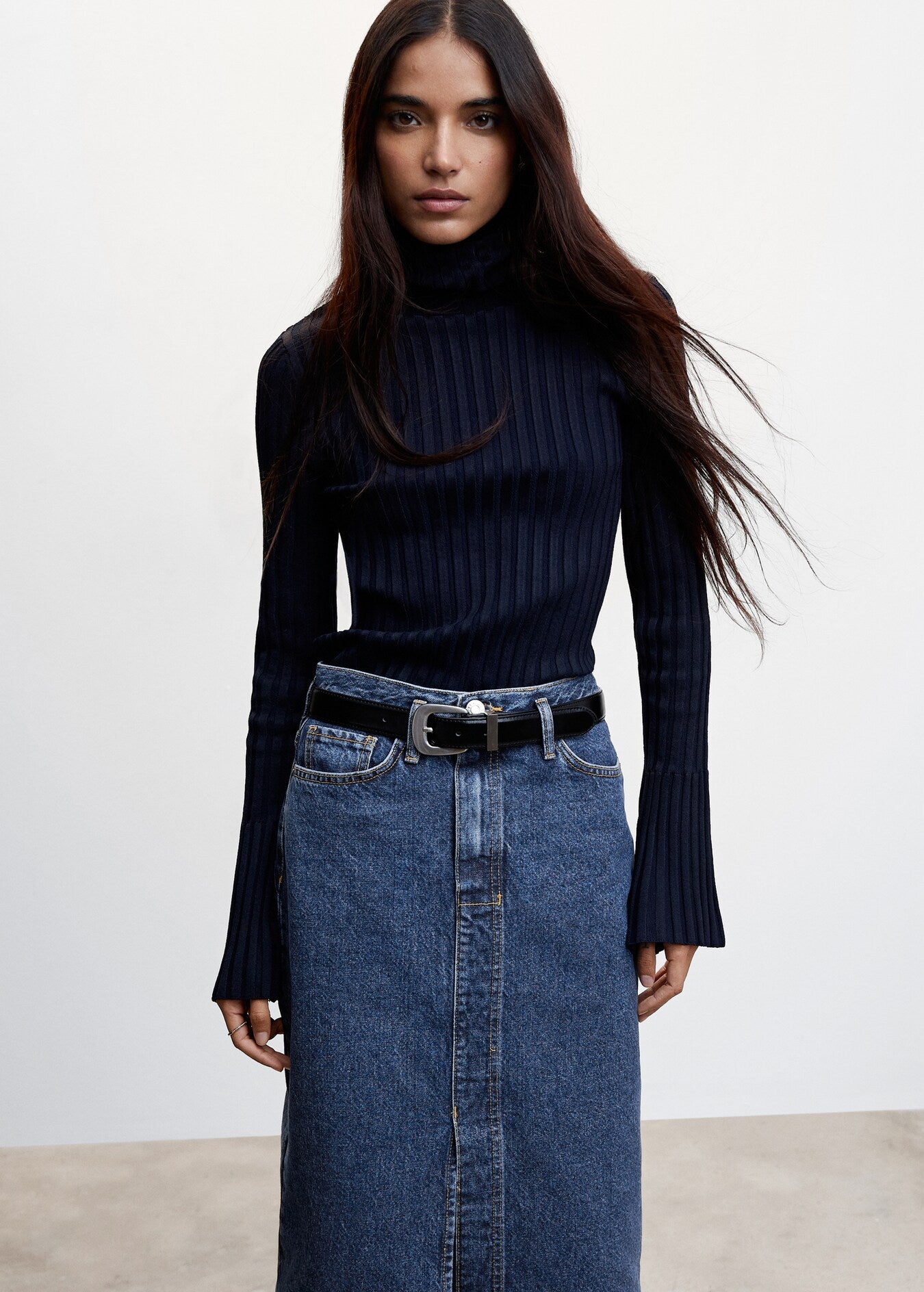 Denim Midi Skirt - Sz.L