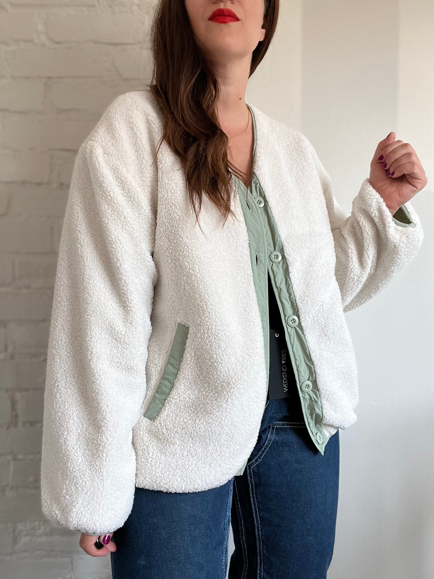 Reversible Quilted Teddy Fleece Coat - L