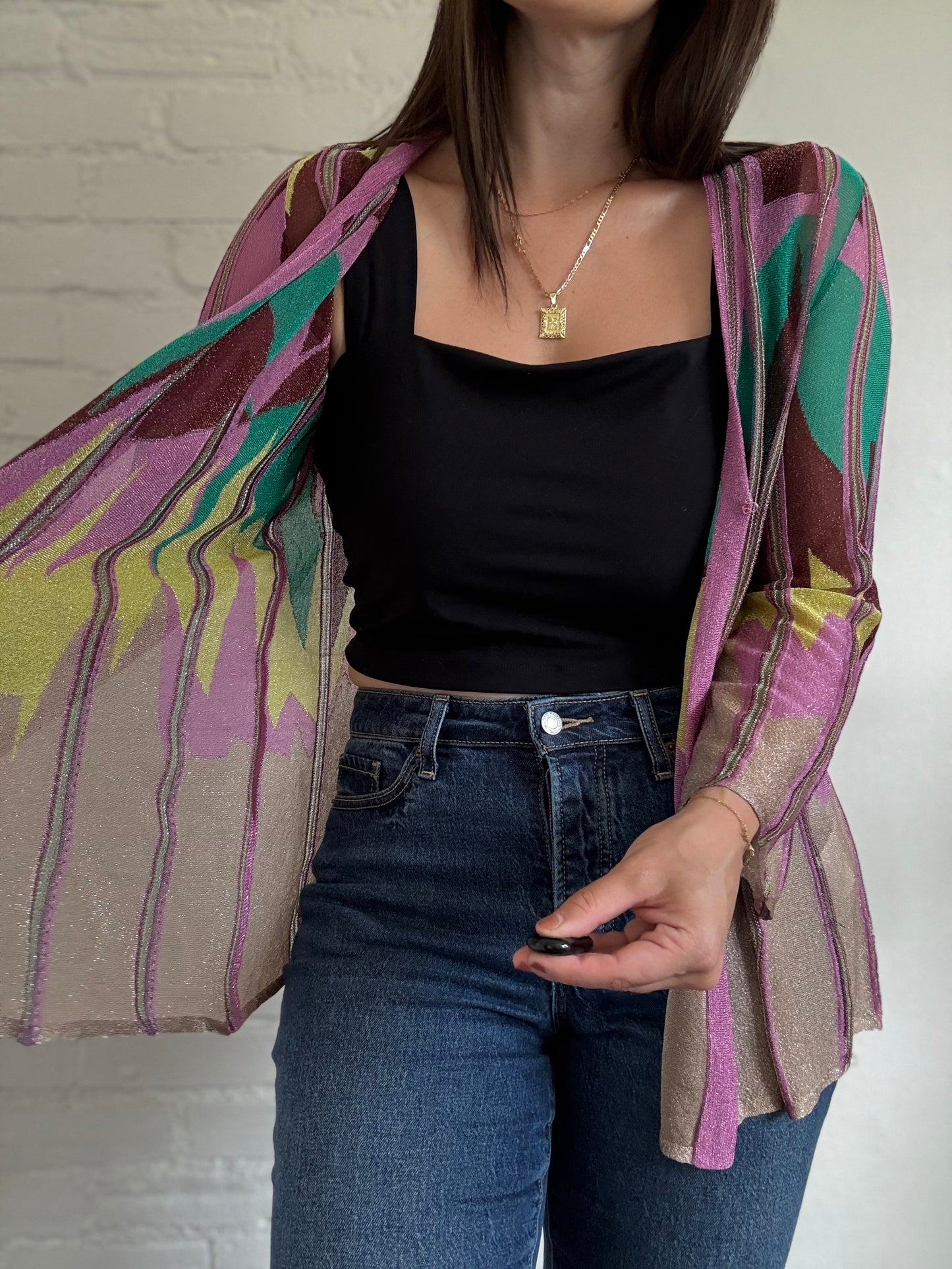 Metallic Abstract Cardigan - Size M/L