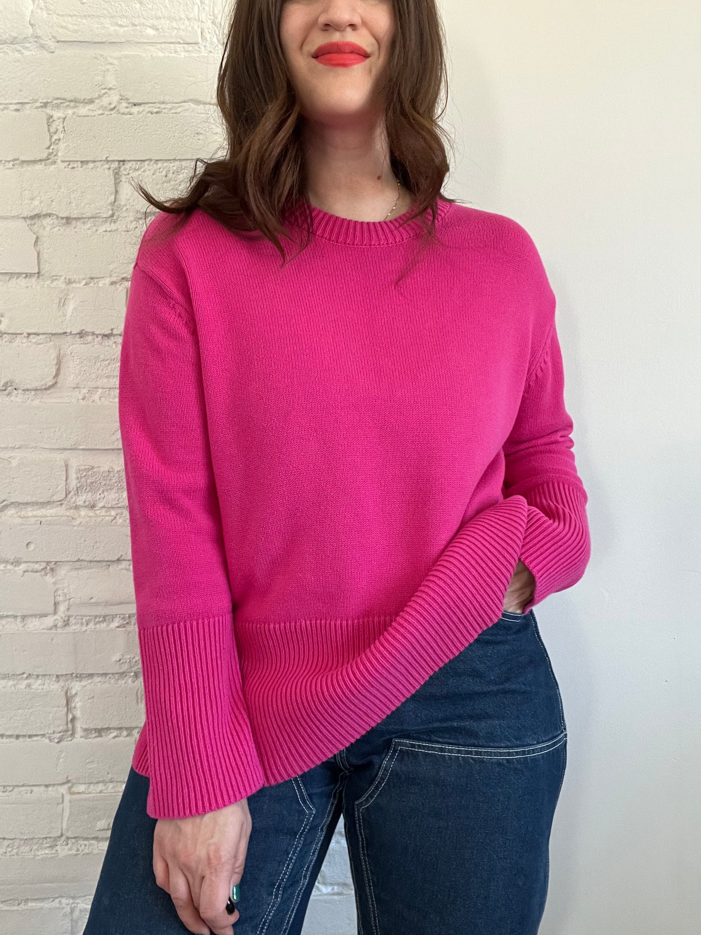 Pink Knit Sweater - L