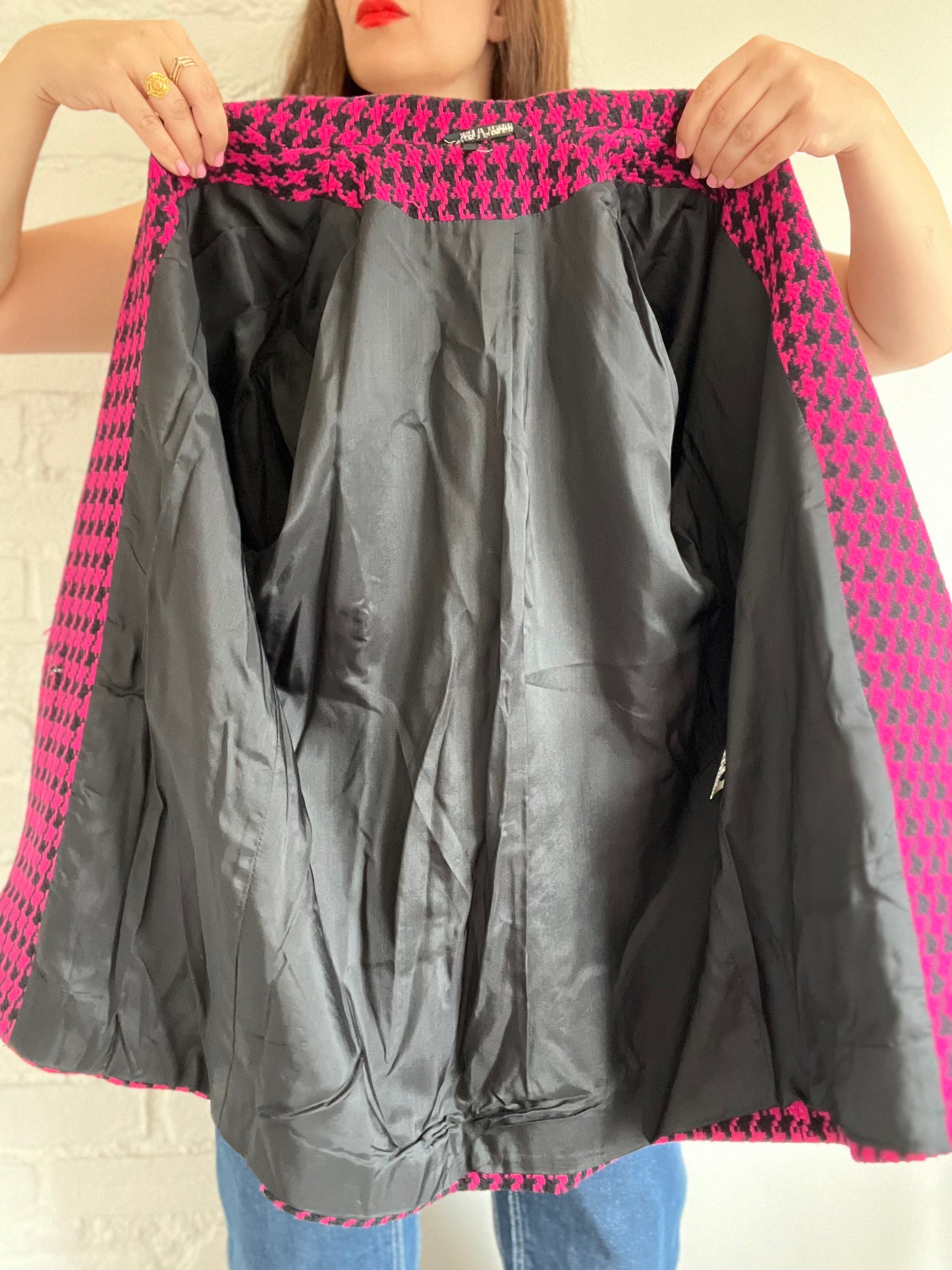 Vintage Pink Houndstooth Blazer - L