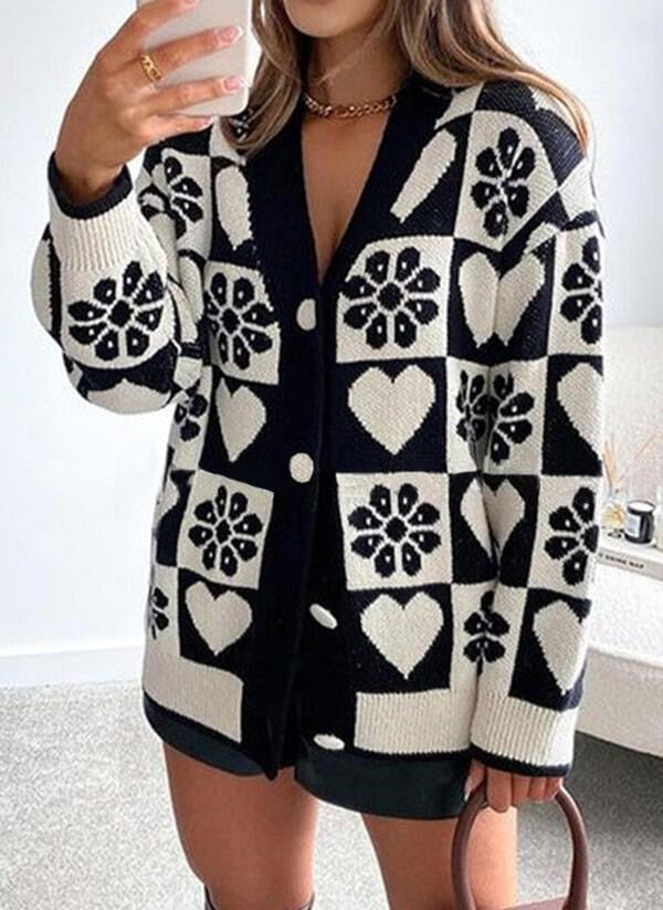 Zara Ecru Jacquard Checker Knit - M (oversized)