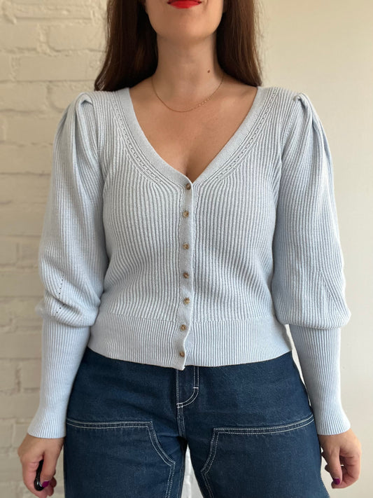 Ice Blue Cardigan Knit - L