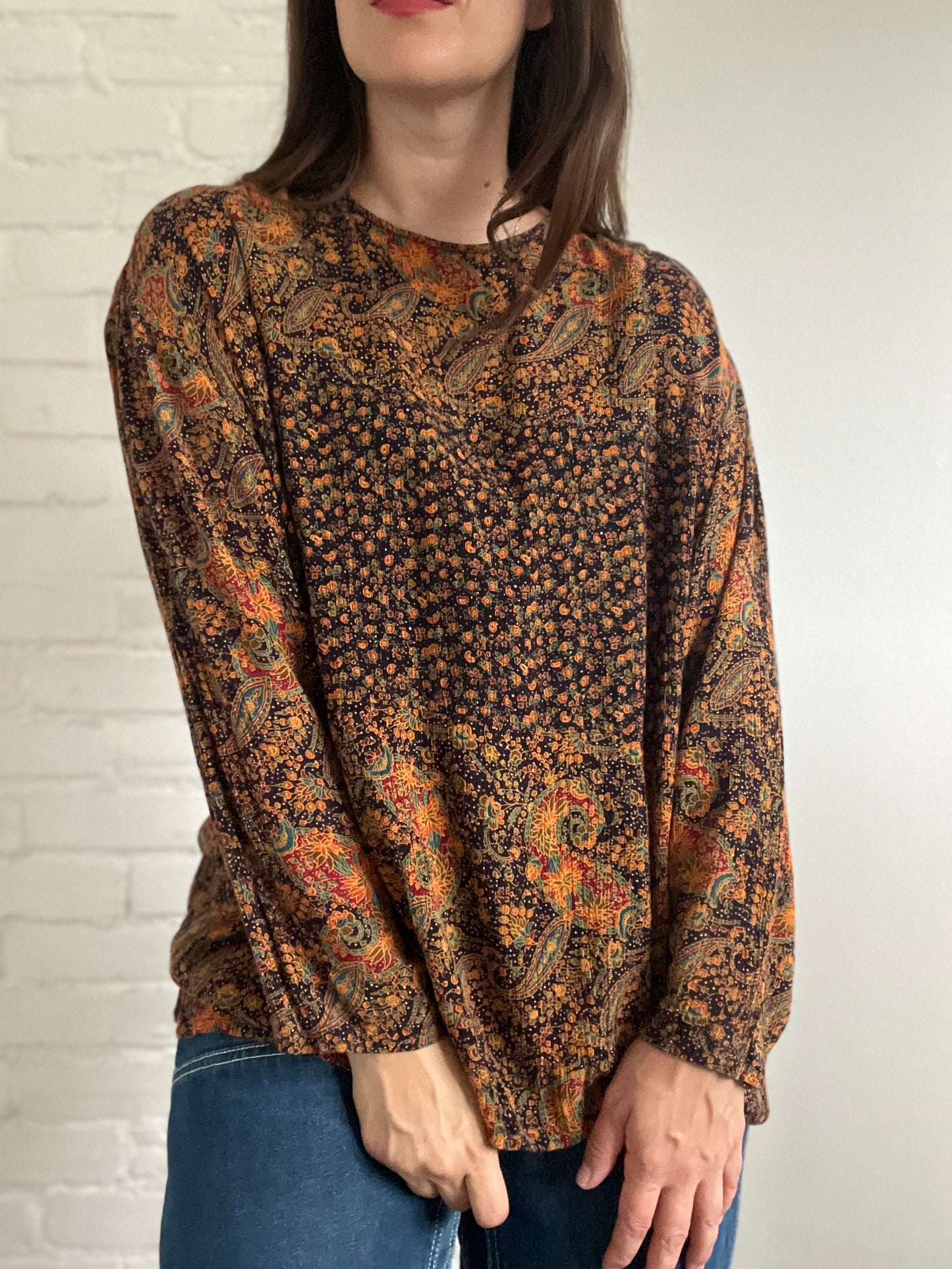Multicoloured Paisley Top - Size XL