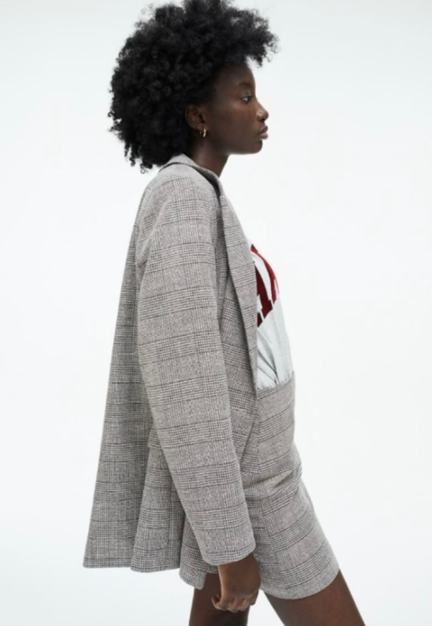 Essential Grey Plaid Blazer - XXL