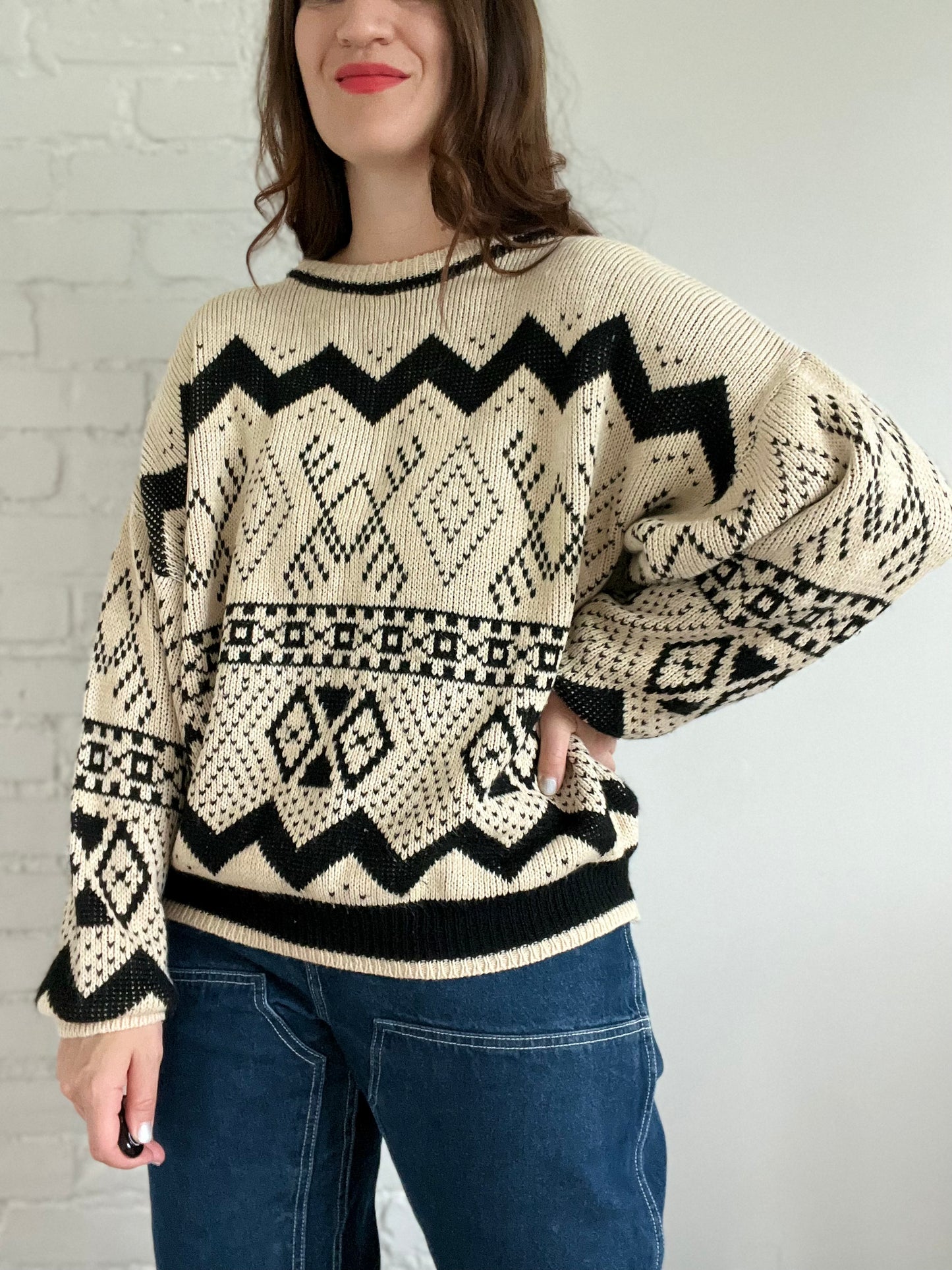 Geometrical Apres Ski Sweater - Size XL