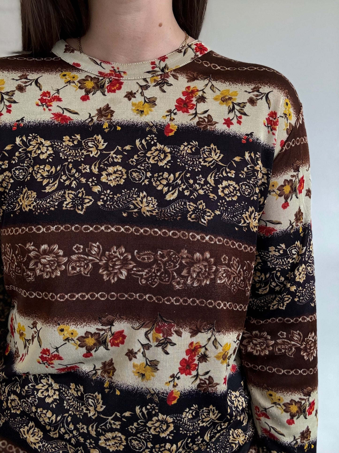 Chocolate Floral Top - Size M/L