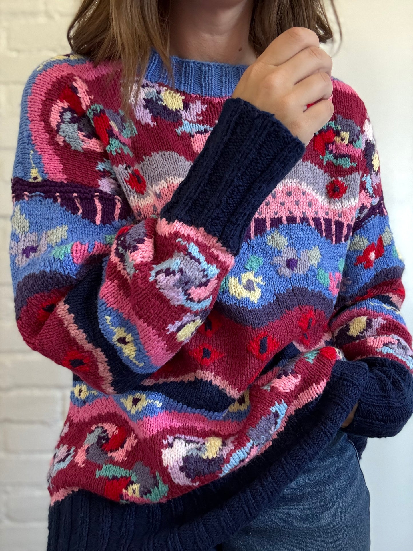 Vintage Abstract Knit Sweater - Size L