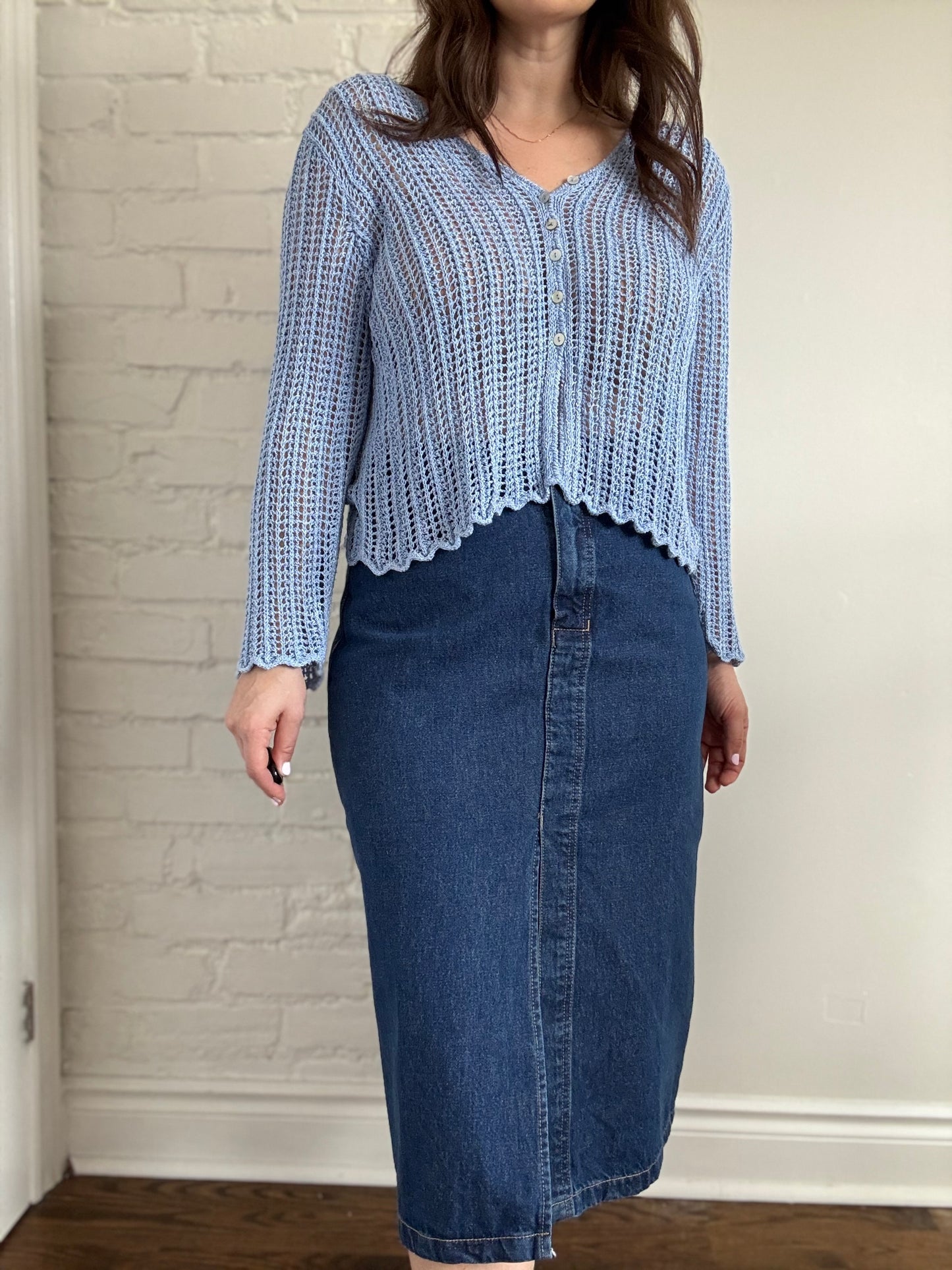 Denim Midi Skirt - Sz.L
