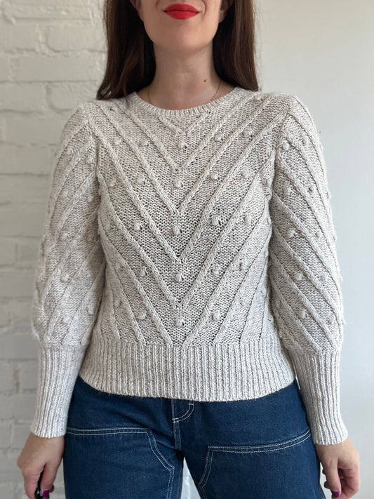Cream Cable Knit Bobble Sweater - XS