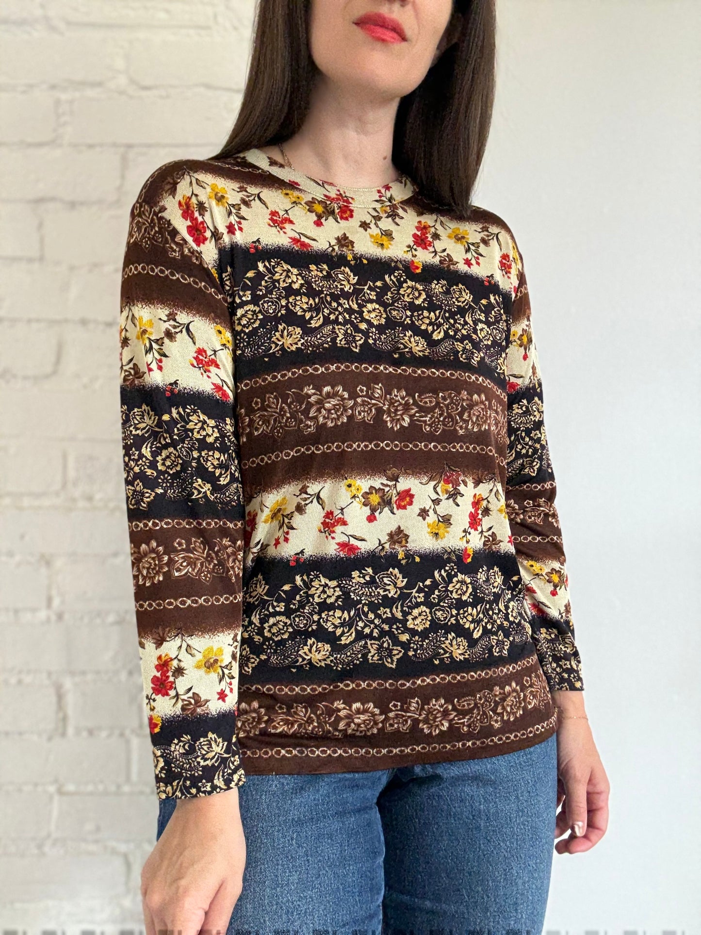 Chocolate Floral Top - Size M/L