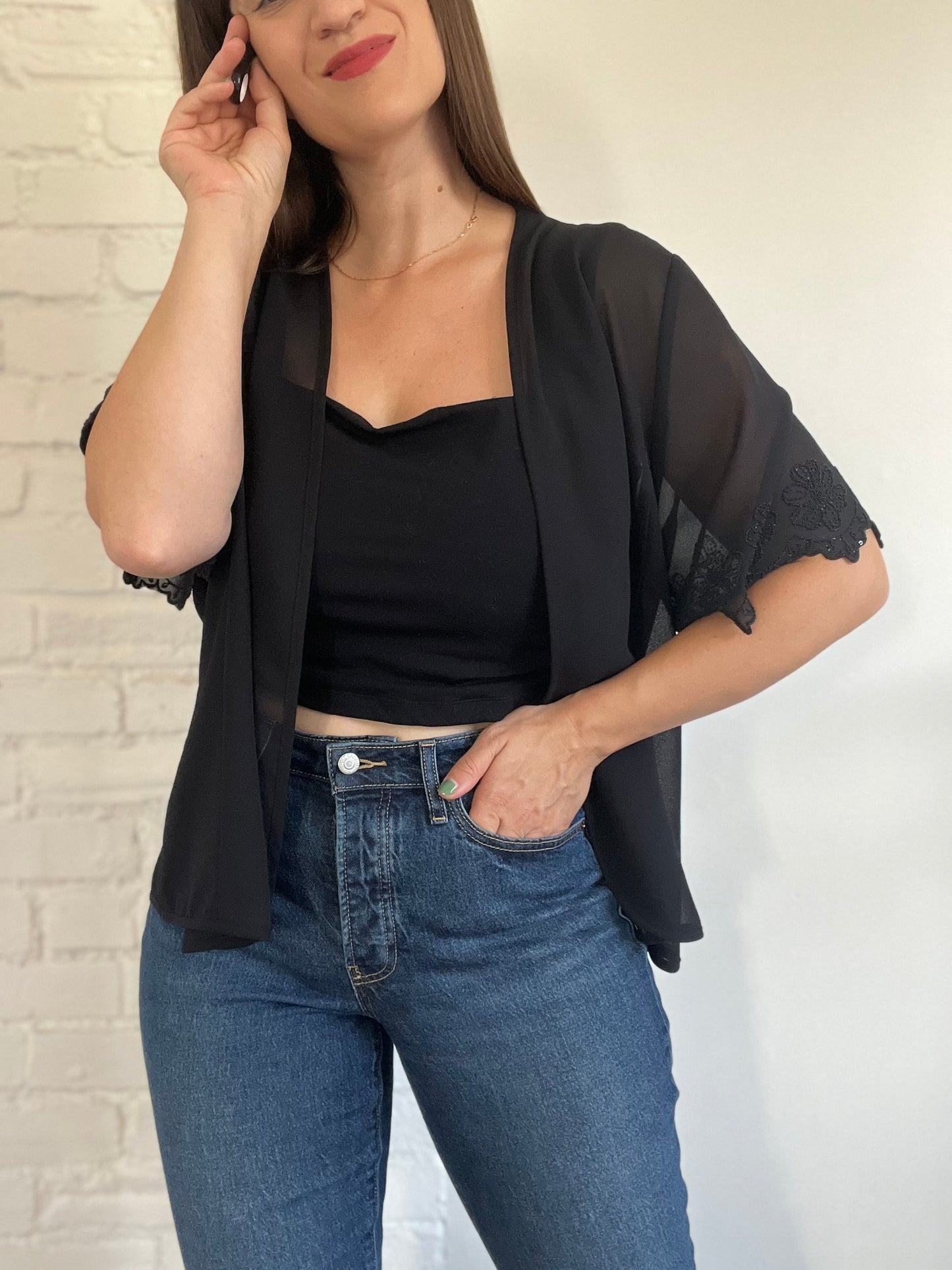 Black Sheer Topper - Size L