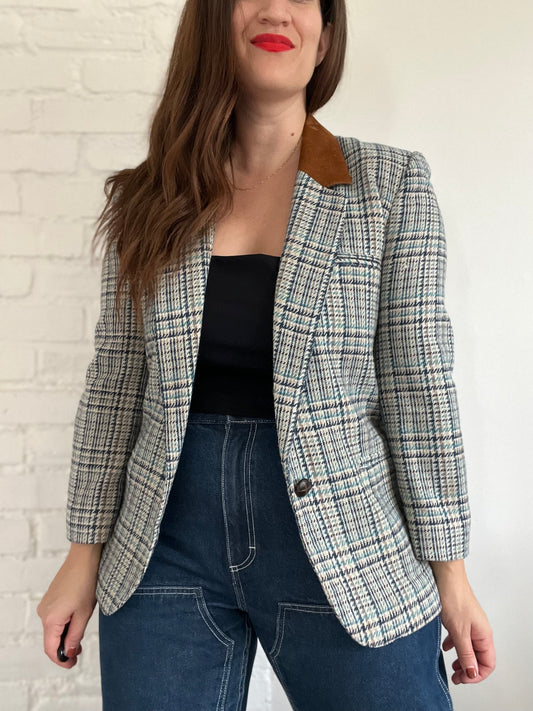Vintage Plaid Blazer - S
