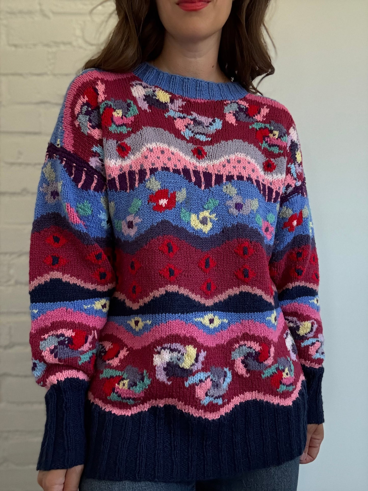 Vintage Abstract Knit Sweater - Size L