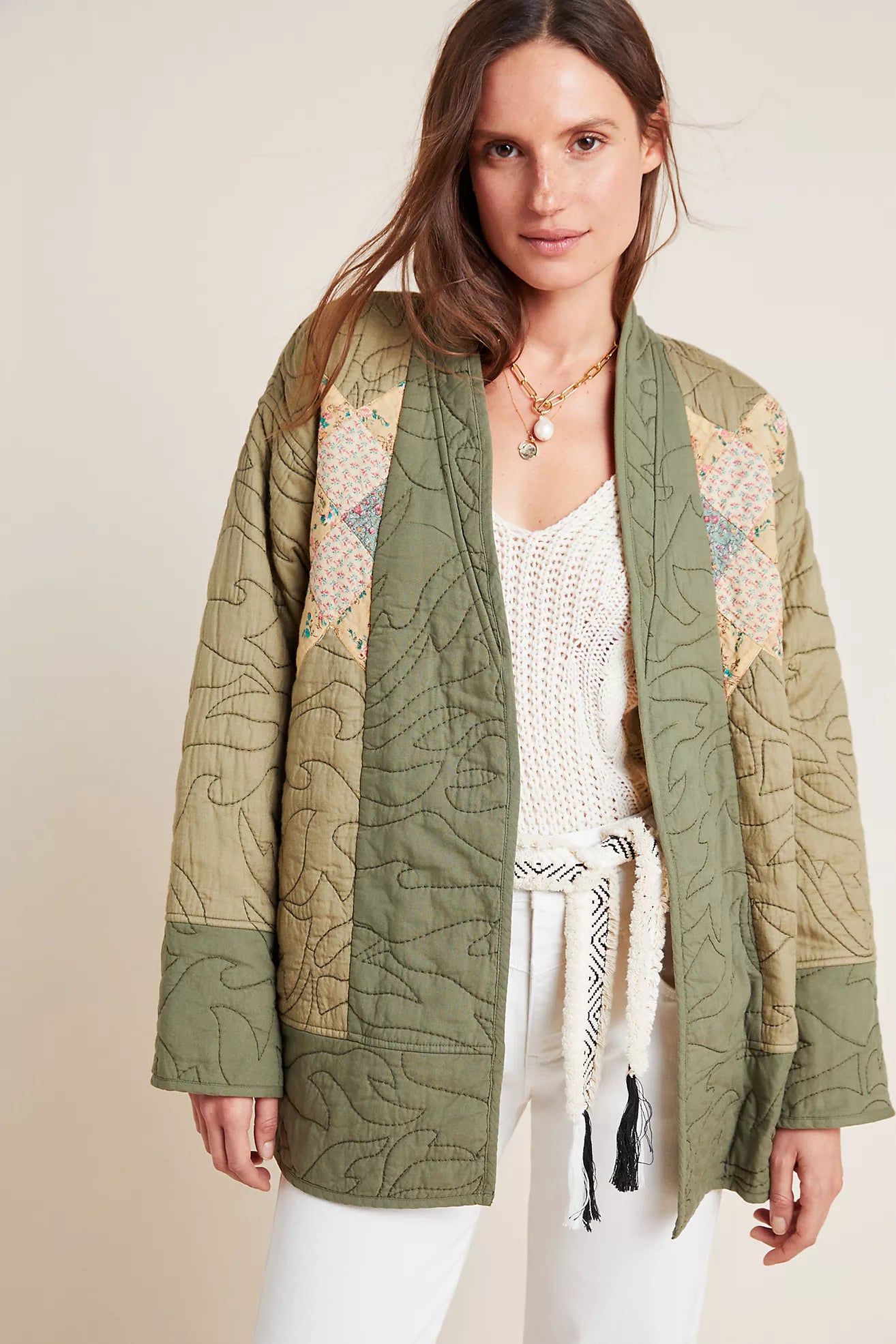 Anthro Quilted Patchwork Jacket - Size XL