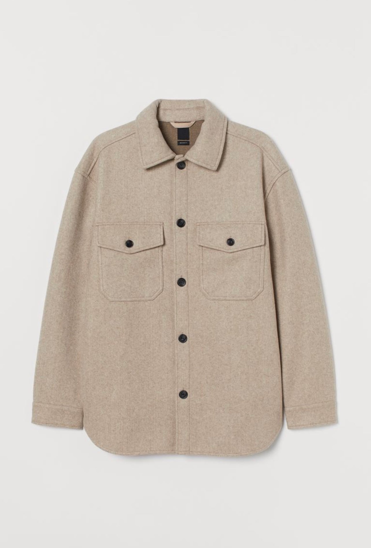 Relaxed Fit Beige Shirt Jacket - XL