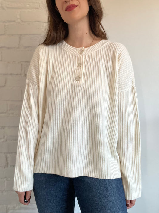 New Cashmere Henley Sweater - L