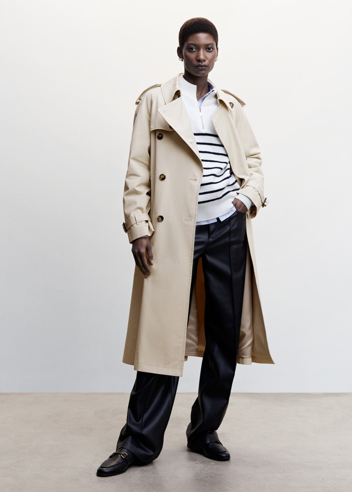 MANGO Trench Coat with Belt - Size M