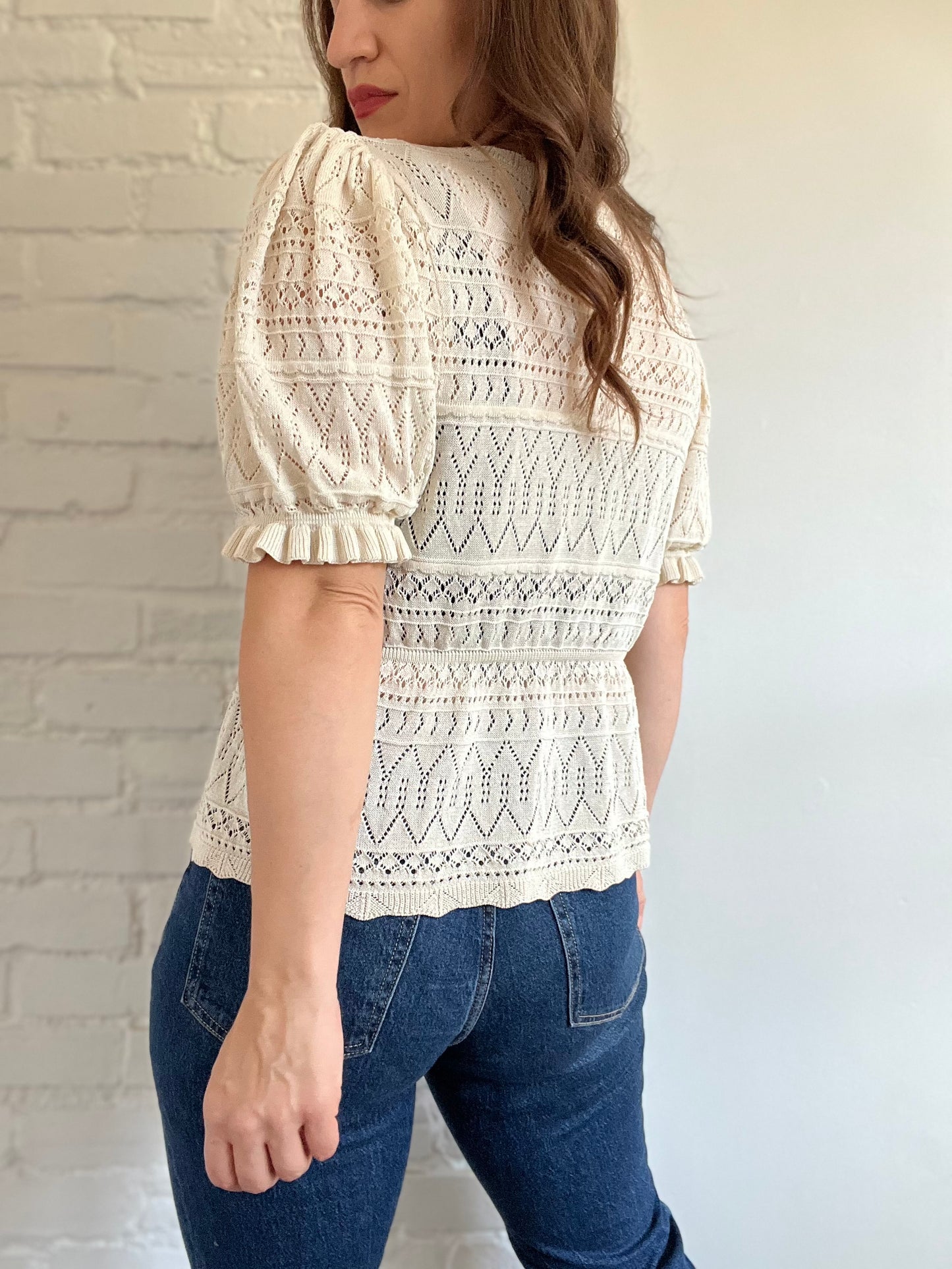 Pointelle Front Tie Top - M/L