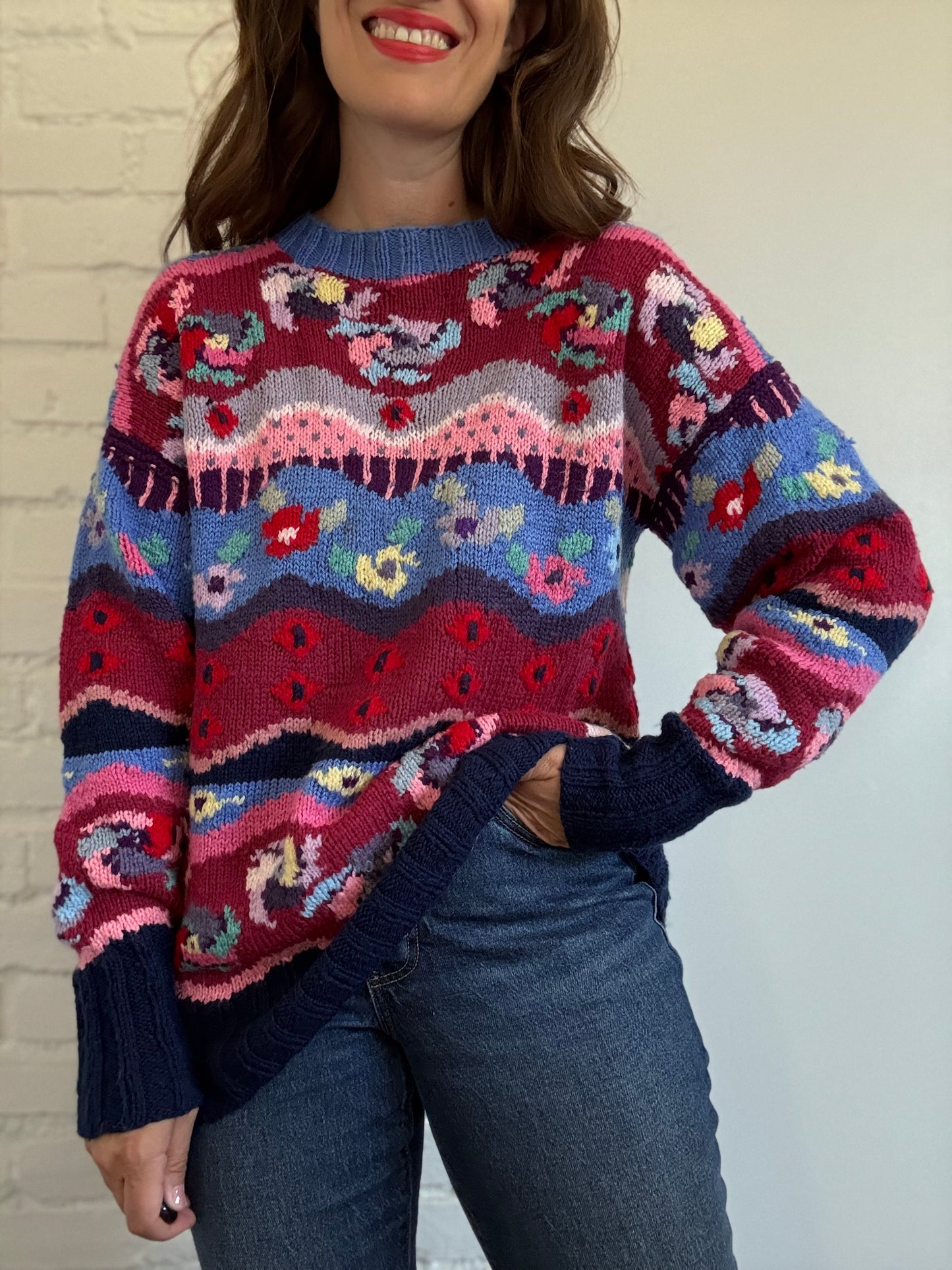 Vintage Abstract Knit Sweater - Size L
